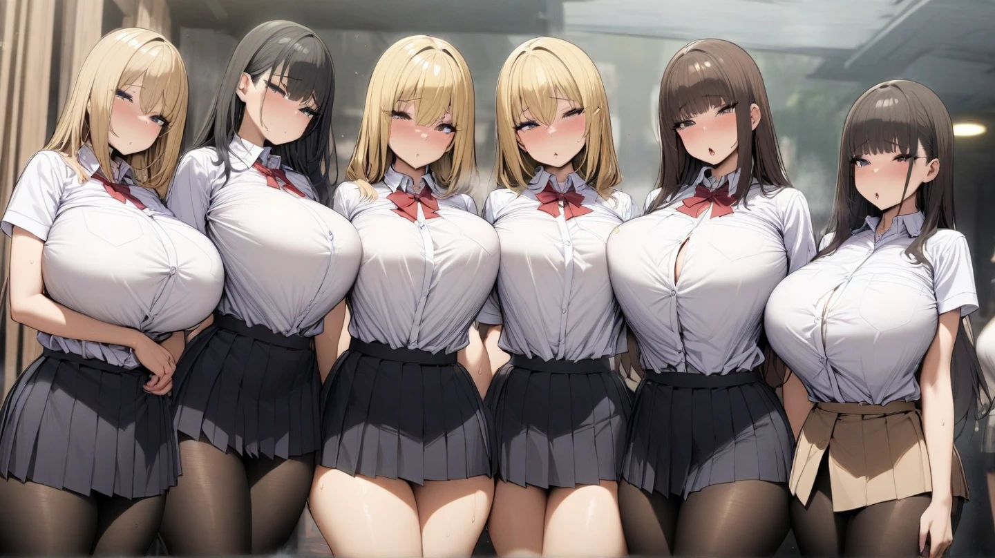 Queen,Mom,High heels, ((Skirt flip)), (Seduce with a bet, Ecstasy:1.5), Multiple Girls, Group photo, line up, Harem, (Seven Girls), (Ultra 8K CG, picture-perfectionな顔, perfectionな顔, Beautiful Face, masterpiece, high quality, 最high quality, perfection, clean, Professional artwork, Famous works of art), Improve, BREAK Hair Ornament Net, Shiny skin, (Underbust), belly button, abdomen, mini skirt,Maid uniform, Transparent clothes, Apron skirt, Grin, Grin, very thick lips, Very long eyelashes, (Huge breasts), (Chubby, plump), Big Belly, (Pussy juice), Royal Background, Chain piercings on nipples, topless