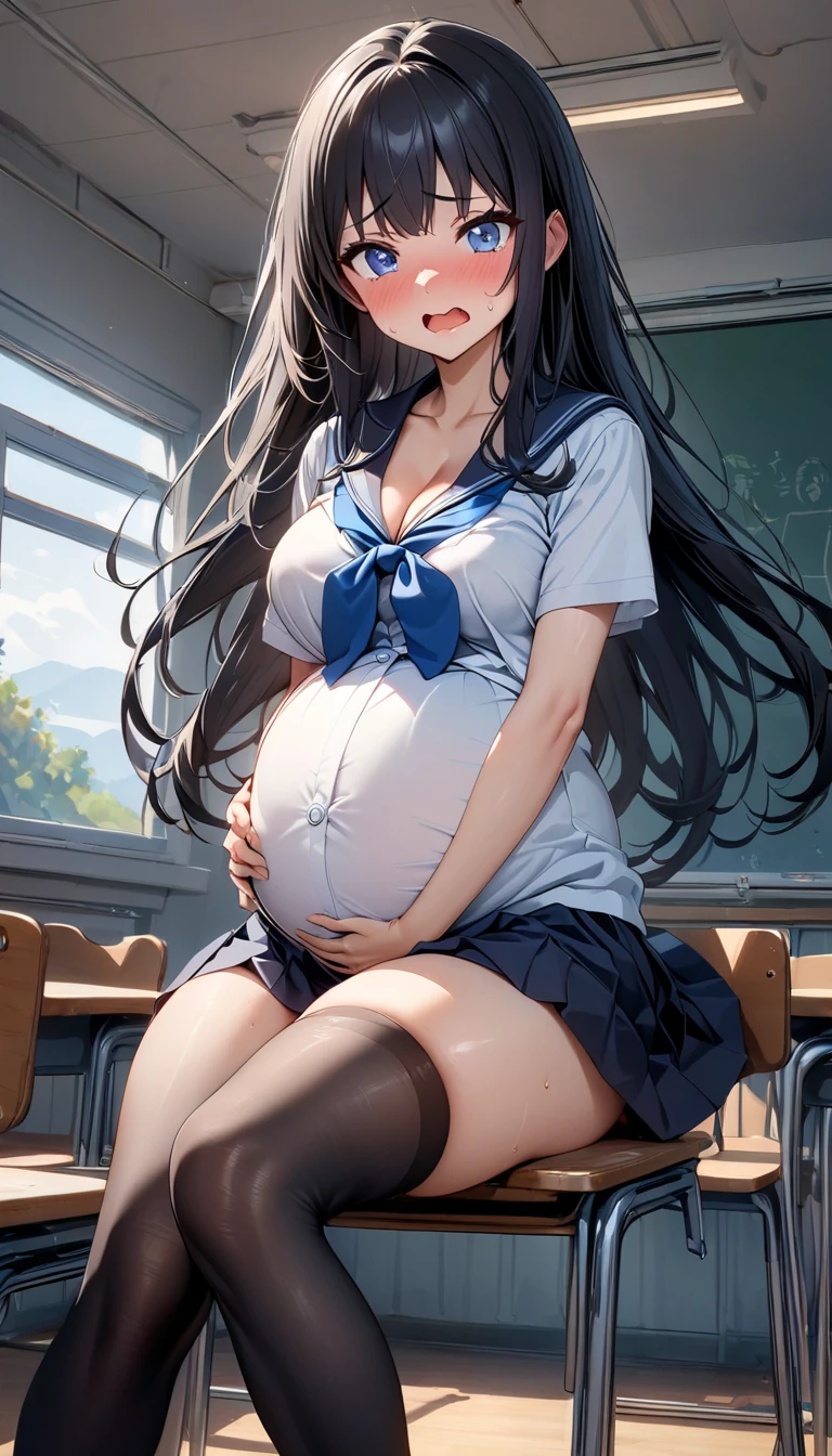 Masterpiece, 1girll, yukino yukinoshita, Glowing eyes, White sneakers, tennis wear, White miniskirt, White panties, White knee socks, Masterpiece, Top quality, Hyper-detailed, Blue sky, grabbing her own breasts,Pregnant belly,Pregnant belly, Masterpiece,Best quality,absurderes,2D,((Anime screencap)),1girll,Cute,Expressive hair,Long hair,(Medium breasts),bouncing breasts,(pregnant:0.9),ahegao,Long shirt,vibrator in thighhighs,(((Trembling))),Outdoors,street