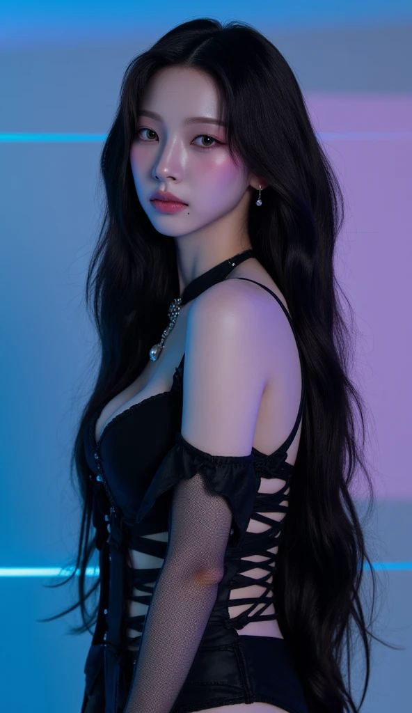 8k, high resolution, purple hair,