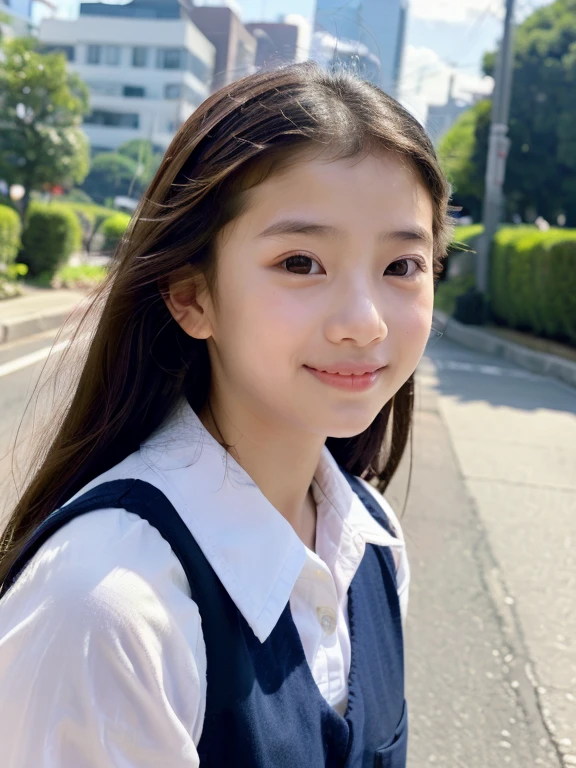 lens: 135mm f1.8, (highest quality),(RAW Photos), (Tabletop:1.1), (beautiful 12 year old japanese girl), Cute Face, (Deeply chiseled face:0.7), (freckles:0.4), dappled sunlight, Dramatic lighting, (Japanese School Uniform), (In the classroom), shy, (Close-up shot:1.2), (Serious face),, (Sparkling eyes)、(sunlight)