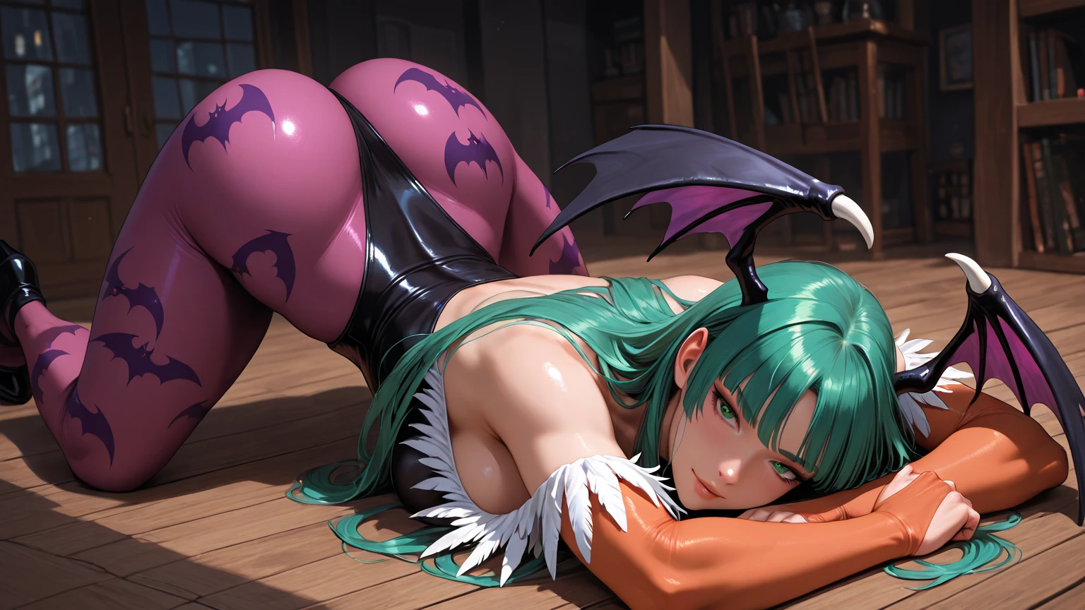Thick giant  chick, tentacle pops out from within her mouth, gaping creampied anus exposed, crying eyes, corps entier, tentacles in ass, creampie, upside down, spread legs over the head 