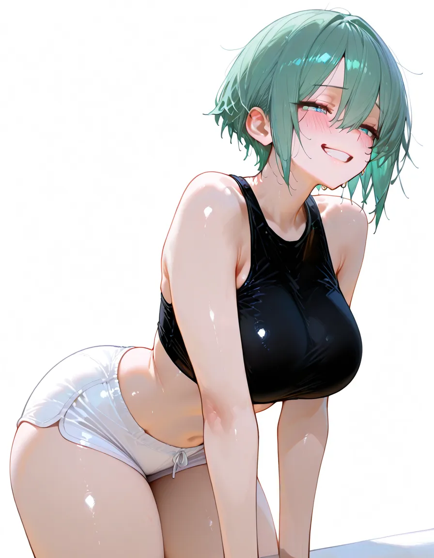 (Low Saturation:1.5),anime,1girl,pov,masterpiece,Awards, high quality,High resolution,HD,4K,8K,high qupov,low angle,flom below,portrait,closeup upperbody,white clothes,Independently deformed breasts,shruged,viscous paint,(swiping breasts:1.3),oily skin,Slimy Cleavage,(Cleavage Bulge,deformed to flat breasts:1.4),(Medium breasts:1.2),Compressed chest,(Enhance breasts pose:1.3),sriped strap,perspective,perfect skin,smile,pale color tone,(grayscale:0.5),Putting my hand on my sai high socks,off,Obscene hand gestures,all fours,Get under the body
