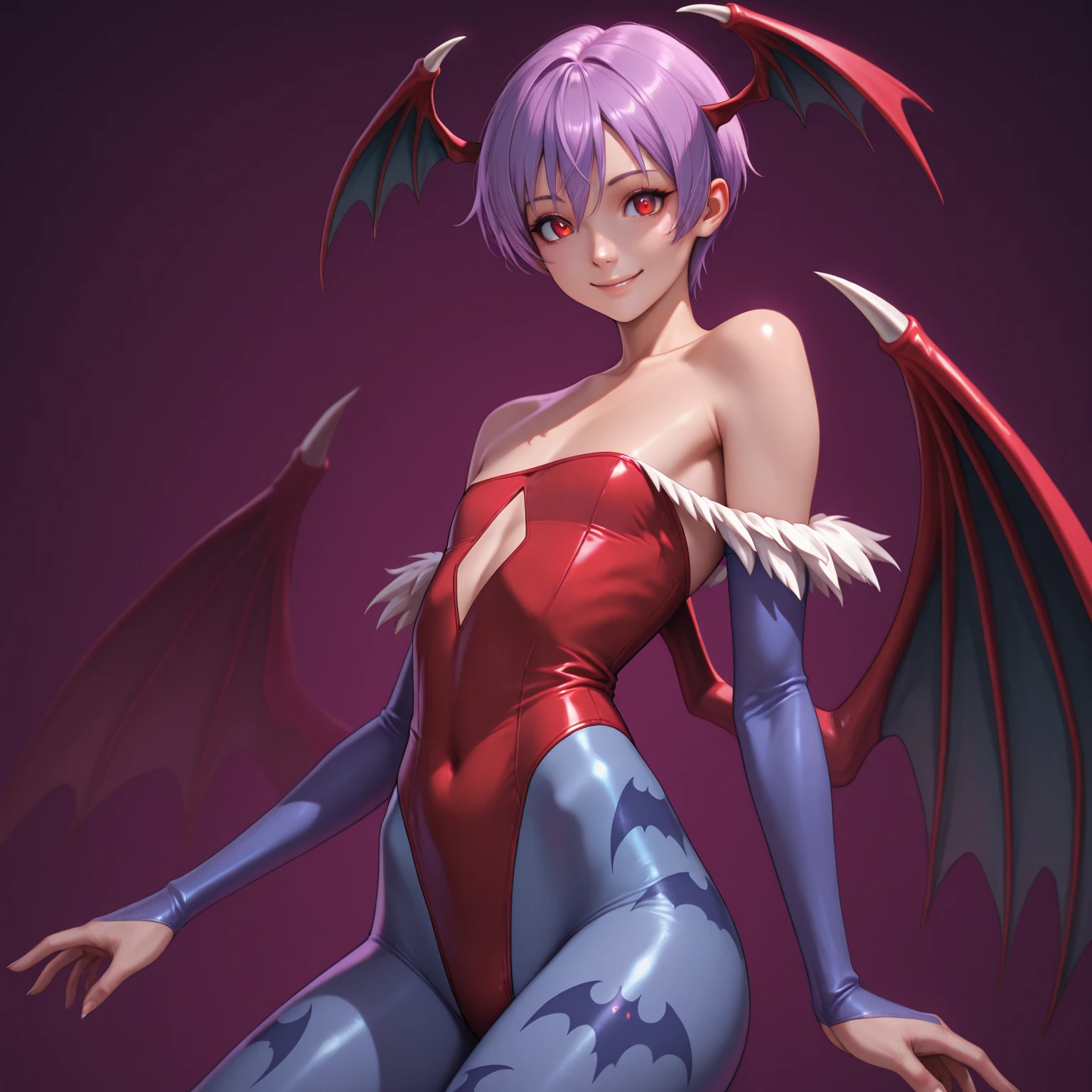 masterpiece, best quality, <lora:lilith:1>,1girl,lilith aensland, grey background, (kbxll:0.6)