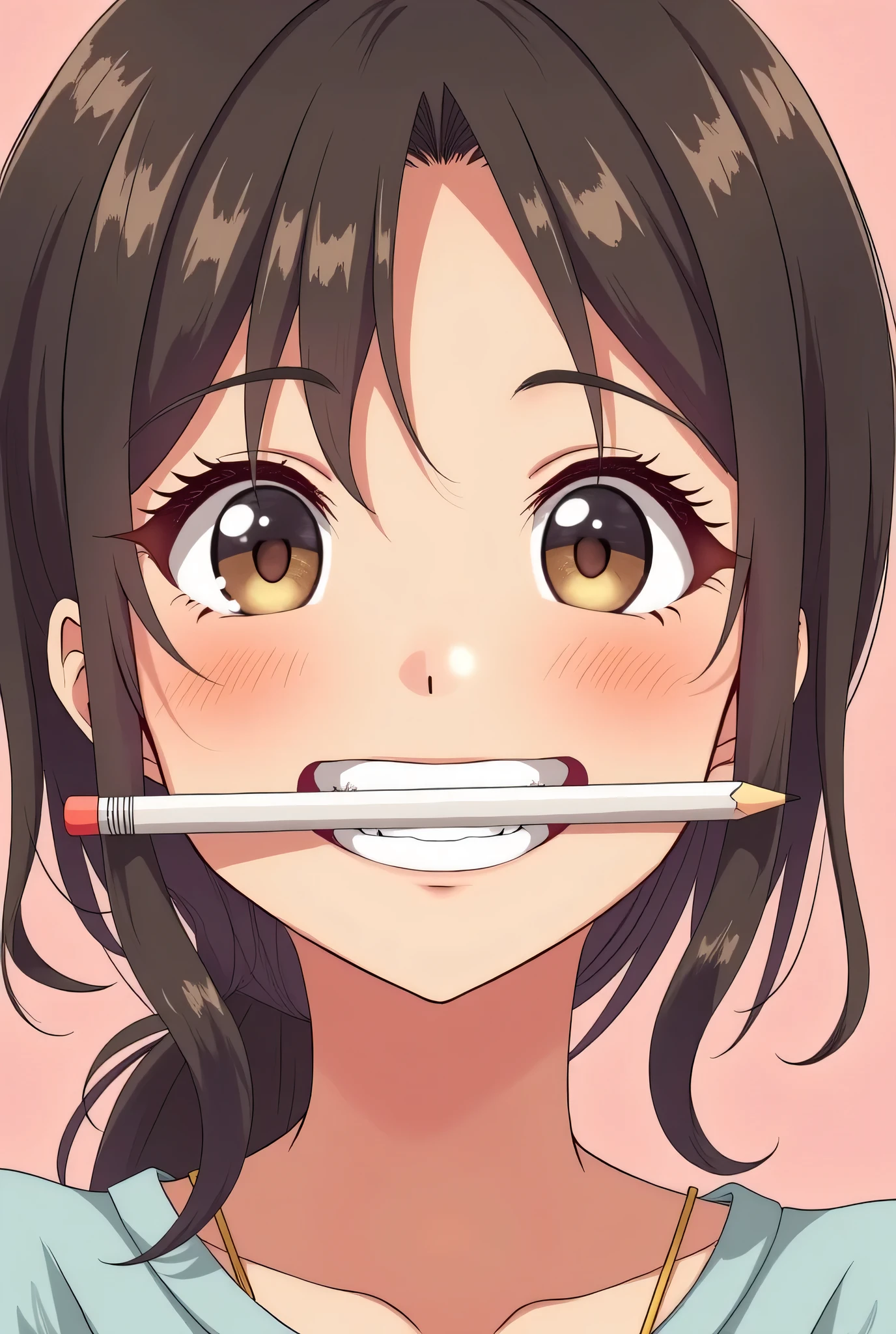 masterpiece, photography, realistic eyes, best quality, gag, gag, bamboo, beautiful lighting, cinematic, 8k, 1girl, facial, cum on face, wet face, liner, wooden walls, medium tits, kamado nezuko, pink eyes,