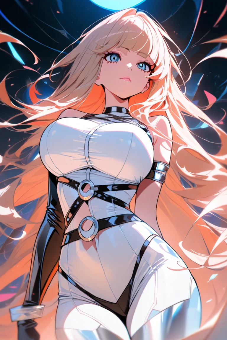 ((supermodel pose one hand on hip)) ((magnificent, majestic)) ((the most beautiful russian supermodel)) ((tan skin)) ((cute smile)) ((Big blue eyes)) ((very dark eyeshadows makeup)) ((bright red lips)), ((long straight blonde hair, bright hair:1.3)) ((big breast:1.6)) ((slender body:1.3)) ((wear very long fantasy dress)) ((inside photo studio with black background and light reflectors on her)), ((high definition:1.5) ((masterpiece:1.5))((8k:1.5)) ((Best quality:1.4)), more_details:-1, more_details:0, more_details:0.5, more_details:1, more_details:1.5, more prism, vibrant color,