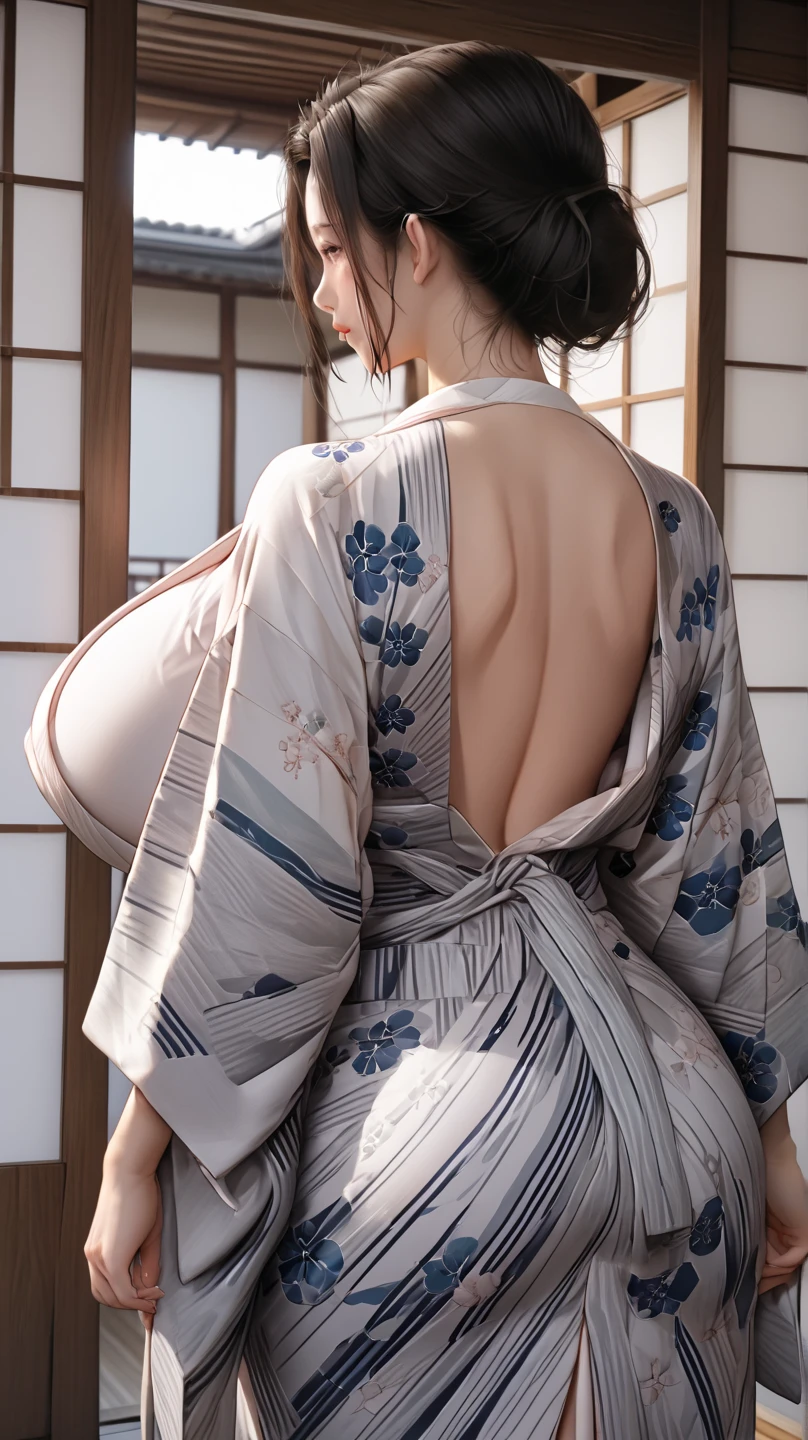 Mature attractive sexy woman,50 years old, ((kimono)),((green))、(((kimono))),Shut,((Big Breasts:1.1)),(Facial wrinkles:1.3),light makeup,Light brown hair,Long Hair,((Full body photo:0.85)),(Emphasize big buttocks),8k, RAW Photos, Highest quality, Laughter,masterpiece,Highest quality、A kind smile、Captivating Gaze、Random Hairstyles、Japanese-style room、Shoji Screen、lanthanum、((Bathroom background))、((Completely naked))、((Large areola))、