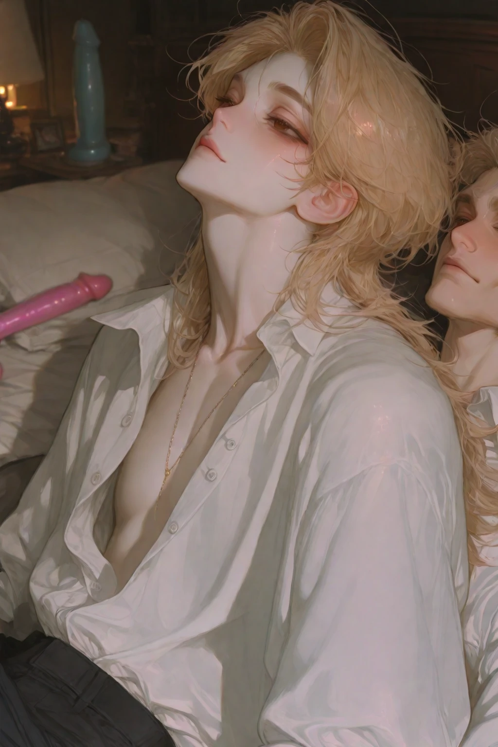 (masterpiece, best quality, dreamlike, hyperrealistic, 4k:1.35), (((1boy))), (Prince Narcissus is a beautiful royal albino lithe slender androgynous male parasitic flower, Prince of Flowers, narcissistic vain squeamish haughty overflown with scorn and disdain matching his exceptional beauty, his beautiful eyes are enthralling, his smell is exotic and enthralling permeated with hallucinogens and pheromones, his testicles are tender delicate and easy to pluck, even a boy can castrate him, he is such a fragile beauty:1.65)