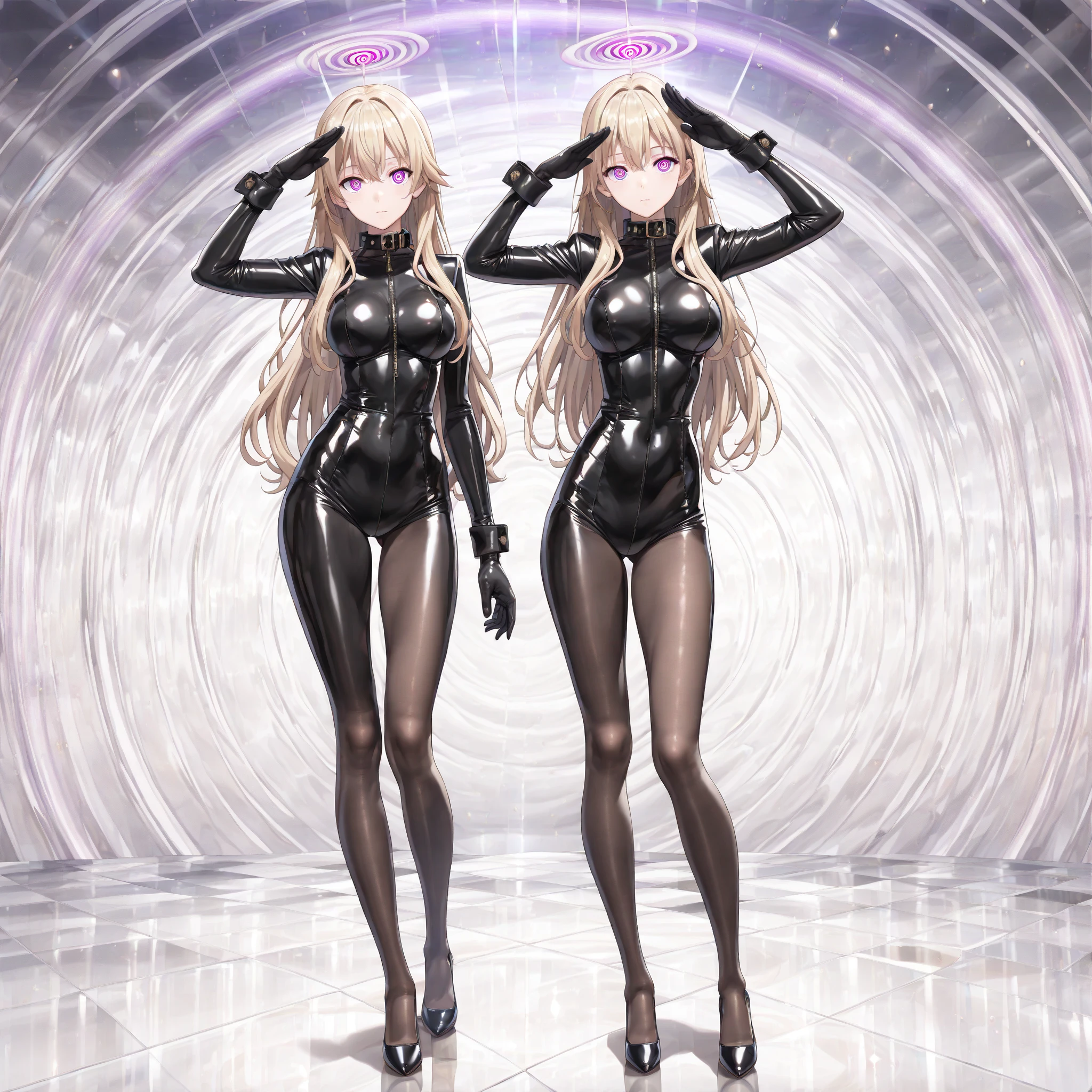 ((Biologically correct number of limbs))、((The number of fingers on one hand is 5))、((full body shot, Full body photo including face、head to toe photo))、[NSFW]、4K、masterpiece、((focus on the face))、((Symmetrical facial features))、Eyes of minute description、Beautiful woman、outstanding style、slender body、(small ass、thin thighs）、(Looks embarrassed、smiling)、(high heels）、Detailed depiction of faces、((latex tops and bottoms))、(Stairs)、((skirt))、