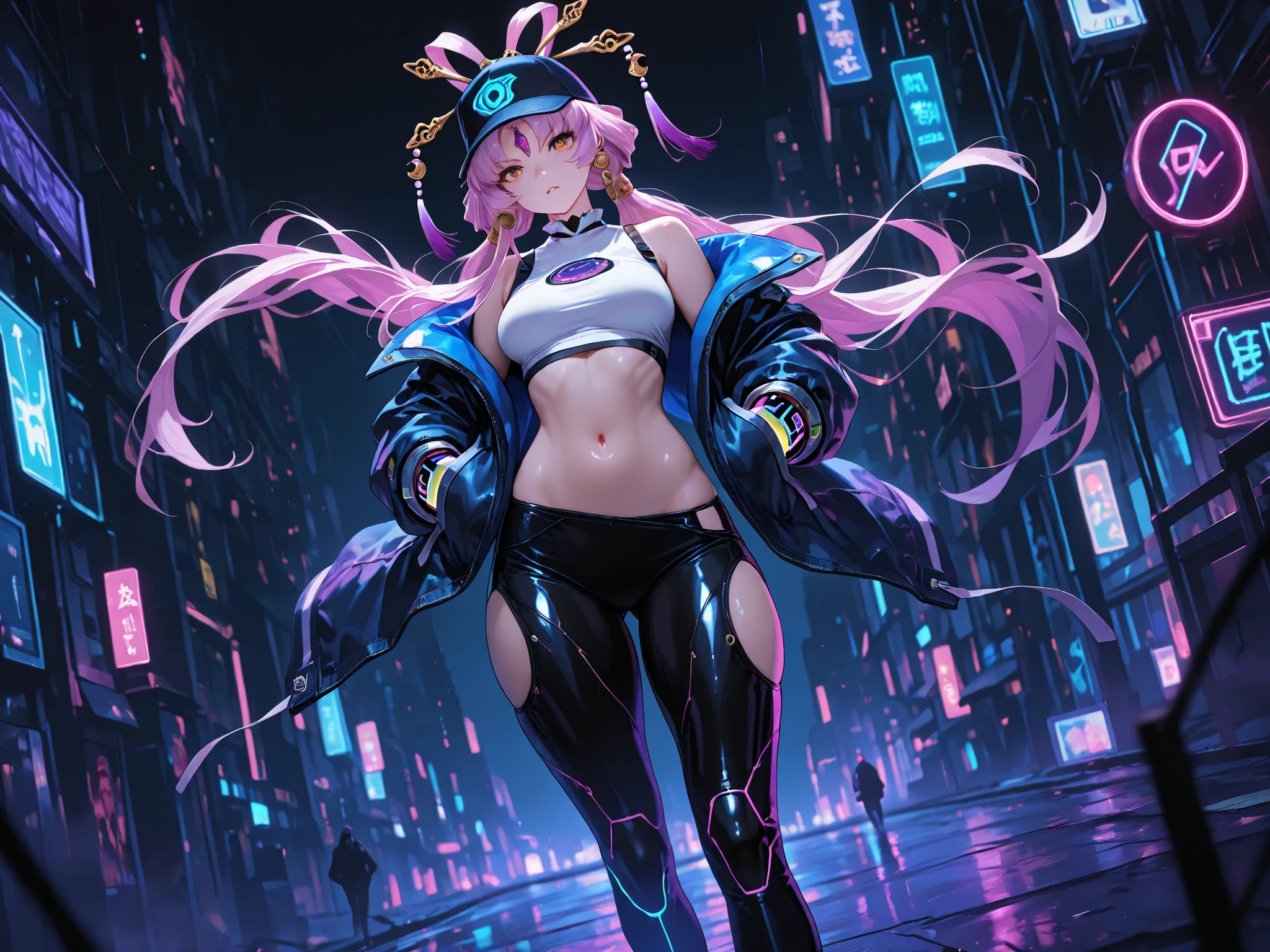 <lora:e7 CDom:0.9> e7 CDom, red eyes, small breasts, mechanical robot earphones, black mittens, (wearing strapless top and a jacket), fishnets on legs, mini skirt, choker, light purple hair, <lora:aMechaMusumeA_arc:1> mechanical parts,
(masterpiece), best quality, highres, 4k, 8k, Detailed Illustration, intricate detail, cinematic lighting, amazing quality, 1girl, fit female, amazing shading, soft lighting, facing camera, perfect eyes