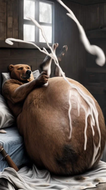 (((duo))), ((((((human on feral bear, huge bear pussy, on bed, large insertion, pov, Cowgirl position, excessive urine)))))), (((((bedroom, hyper penis, open mouth, excessive urine))))), masterpiece, high details, high quality, best quality, highres, HD