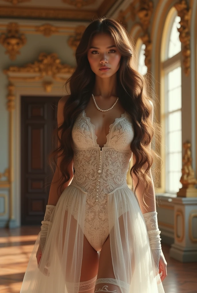 all intricate details: "((realistic, realissstic womaann,,Masterpiece, Best quality, High resolution), slim build, (dreamy atmosphere, Soft lighting),(1 character),(Mysterious expression, Elegant Pose),(loose hair, bright eyes),(magic costume, Delicate details))"