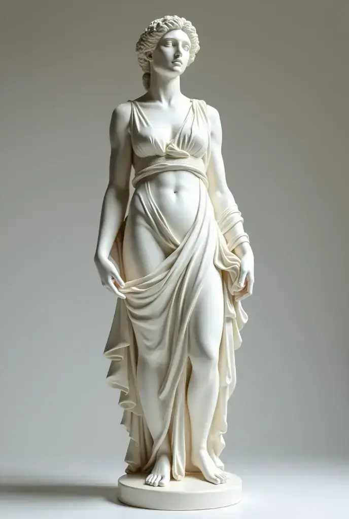 "Create an image of a highly detailed and intricate sculpture of the Greek Goddess Aphrodite carved from white marble, capturing her beauty and grace in exquisite detail."