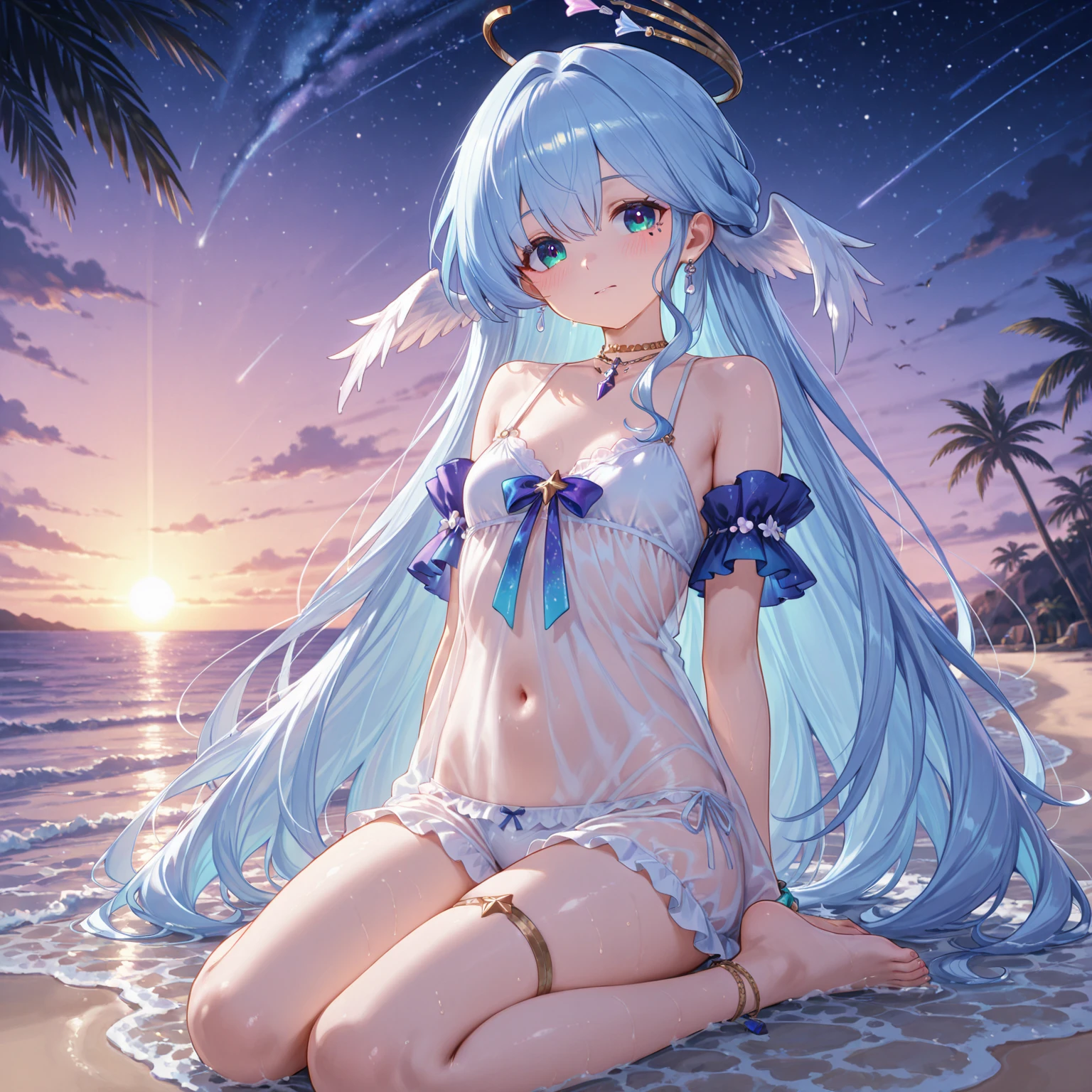 ((Moonlit Night))There is a sitting on a rock by the water., Digital painting of Greek mythology, Love Concept Art, Romanticism artistic style, Magali Villeneuve, Artemis Selene((Toddler girl)) ((5 years old))((naked)) ((nsfw))Long Hair((See-through white baby doll)) ((She lifts up her transparent skirt to reveal her crotch))((She opens her transparent chest to reveal her breasts.))((No panties))