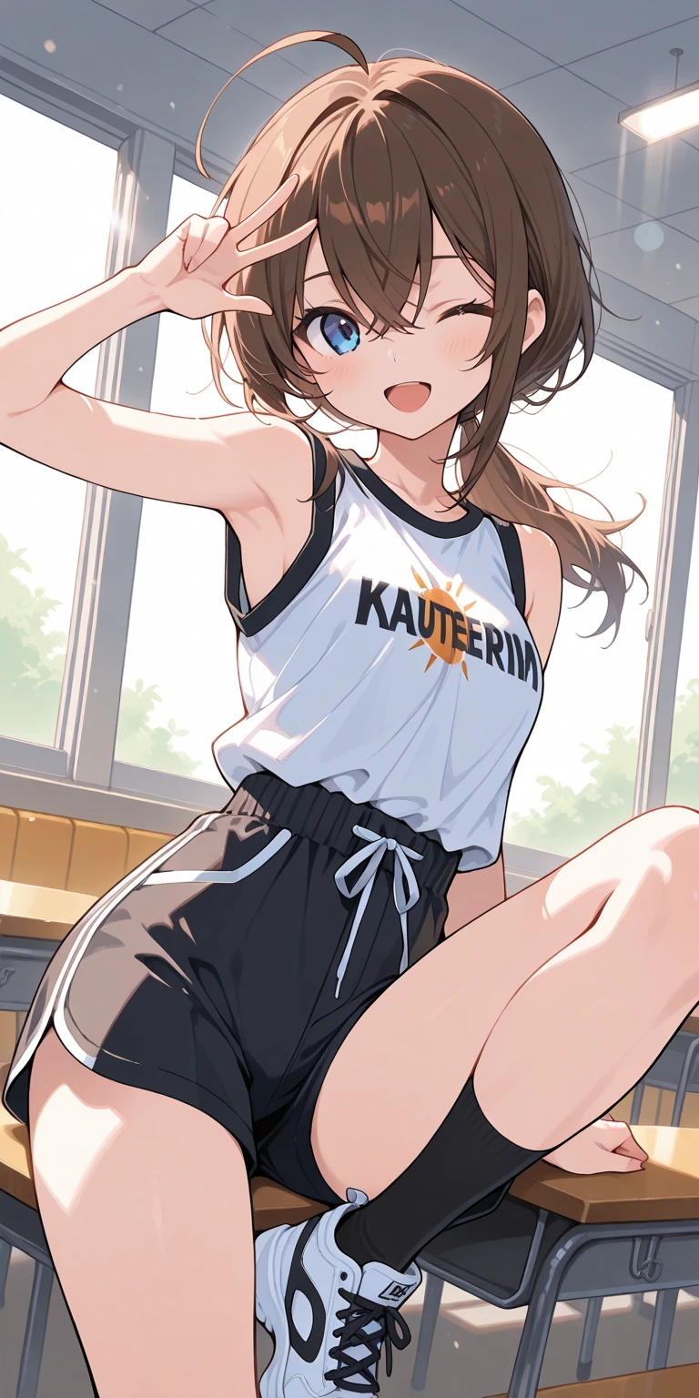 room, 1 Girl, Highest quality, Ultra-high resolution, Long Hair, Redhead, Green Eyes,Looking at the audience, Small breasts , Shy face、Watery eye, Open your mouth、Cowboy Shot、Navy school swimsuit、Pool