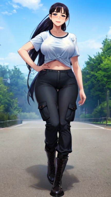 Erotic, BBL, Slim Waist, Curvy, Denim Jacket, Booty Shorts, Long Black Hair, Green Eyes, Beautiful