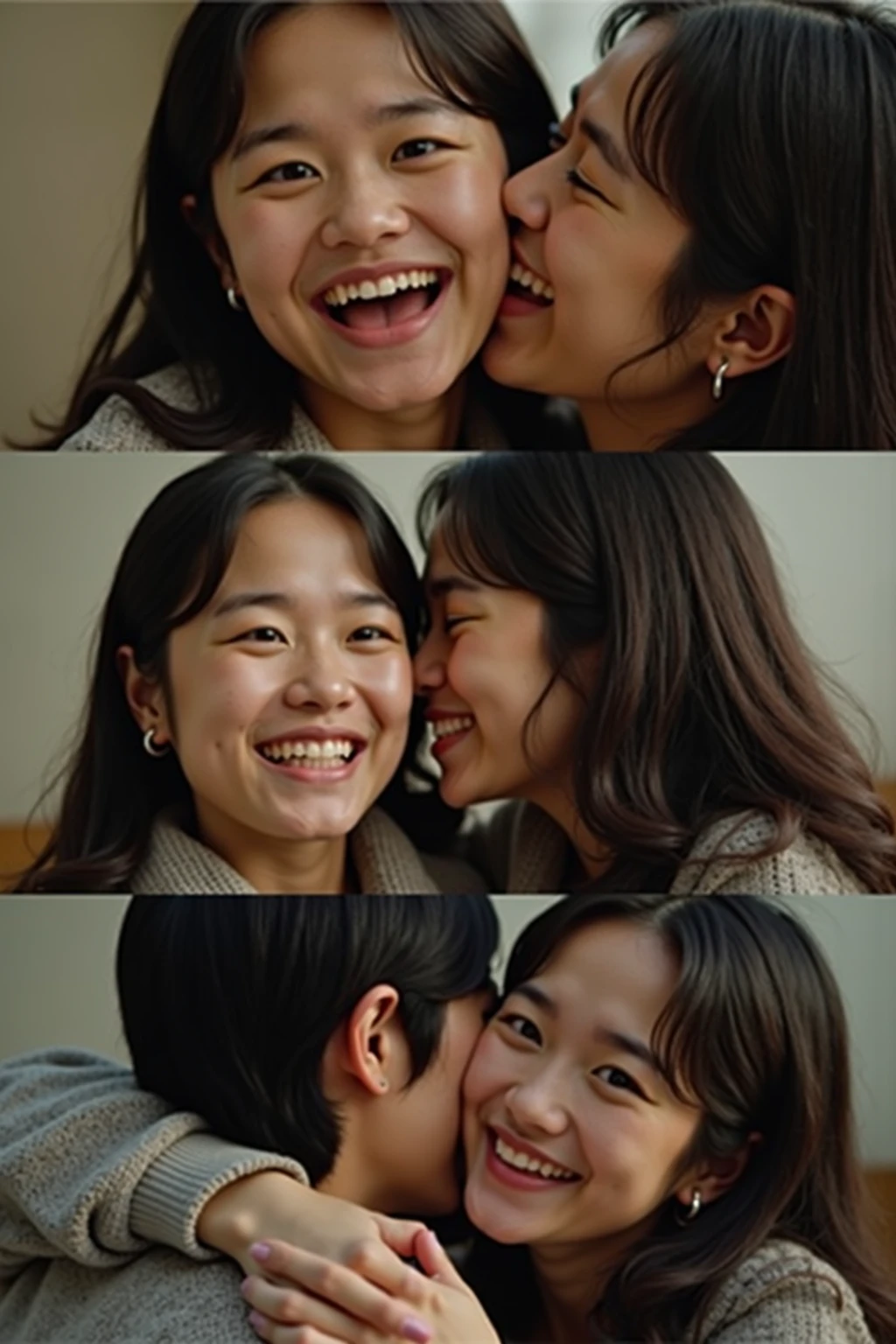 In a romantic relationship, A group of people were shot, including a fat man in his 50s and a man with very short hair., 14 year old flat chested girl, Laugh shyly, Valley Yukatan, Have a group, Real Light, In the bedroom.