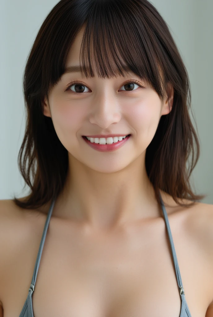 Japanese ),((beautiful girl)),cleavage,An expression that imagines something pleasant:1.2,(perfect body beauty:1.2),((perfect body)),(shy smile),beautiful teeth,