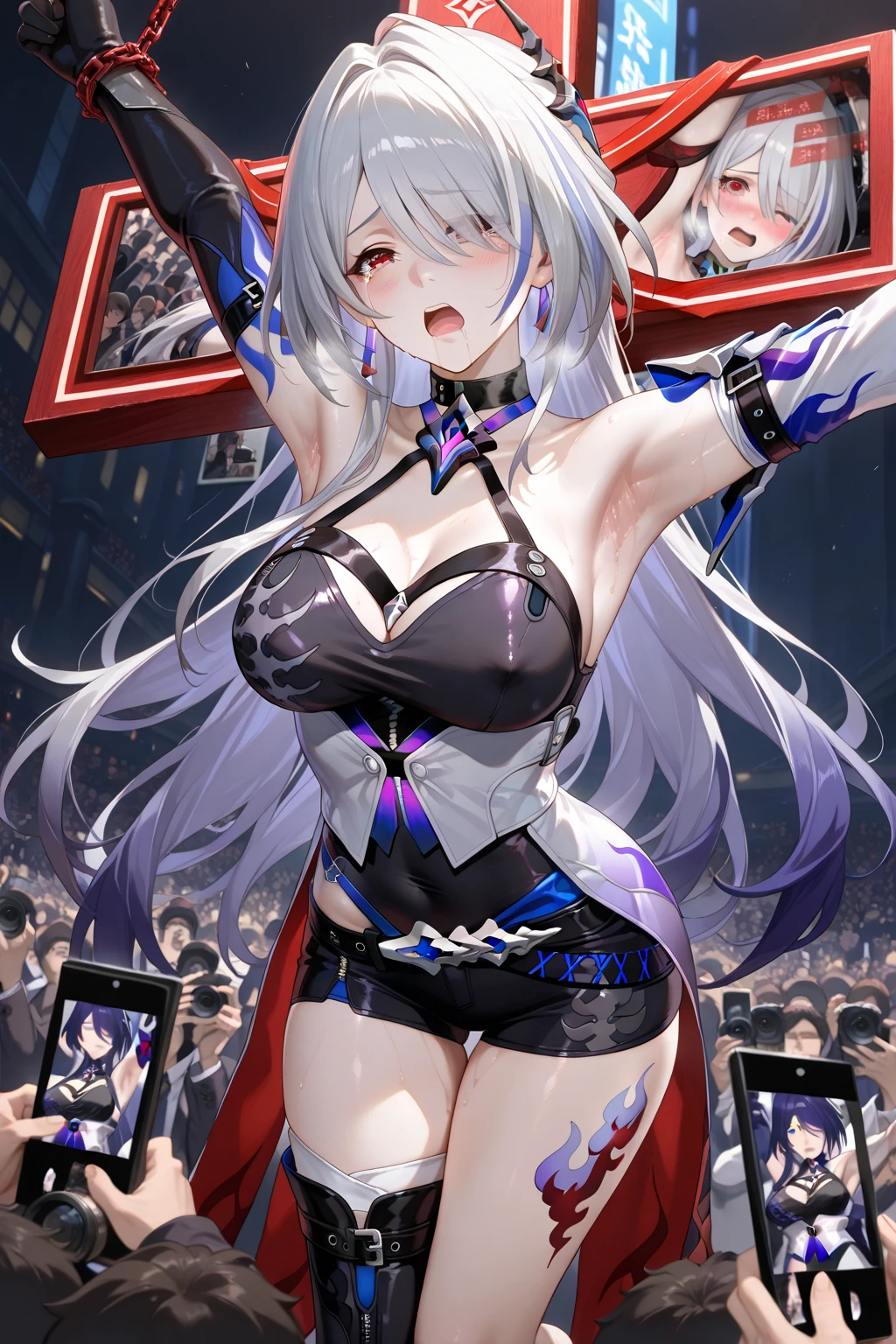 Anime girl with big breasts and big boos poses for camera, from girls frontline, Fine details. girls' frontline, Seductive Anime Girl, azur lane style, Kantai Collection Style, Trending on ArtStation pixiv, perfect gray hair girl, best anime 4k konachan wallpaper, girls frontline style, from the azur lane videogame, white haired god