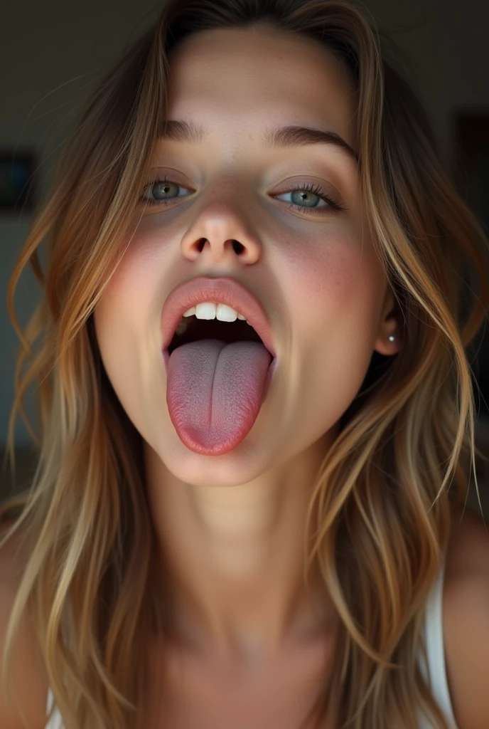 Masterpiece, a ultra-realistic photo of a beautiful 18 years old girl, sexy posing, micro biking, blowjob lover, open mouth, naughty face