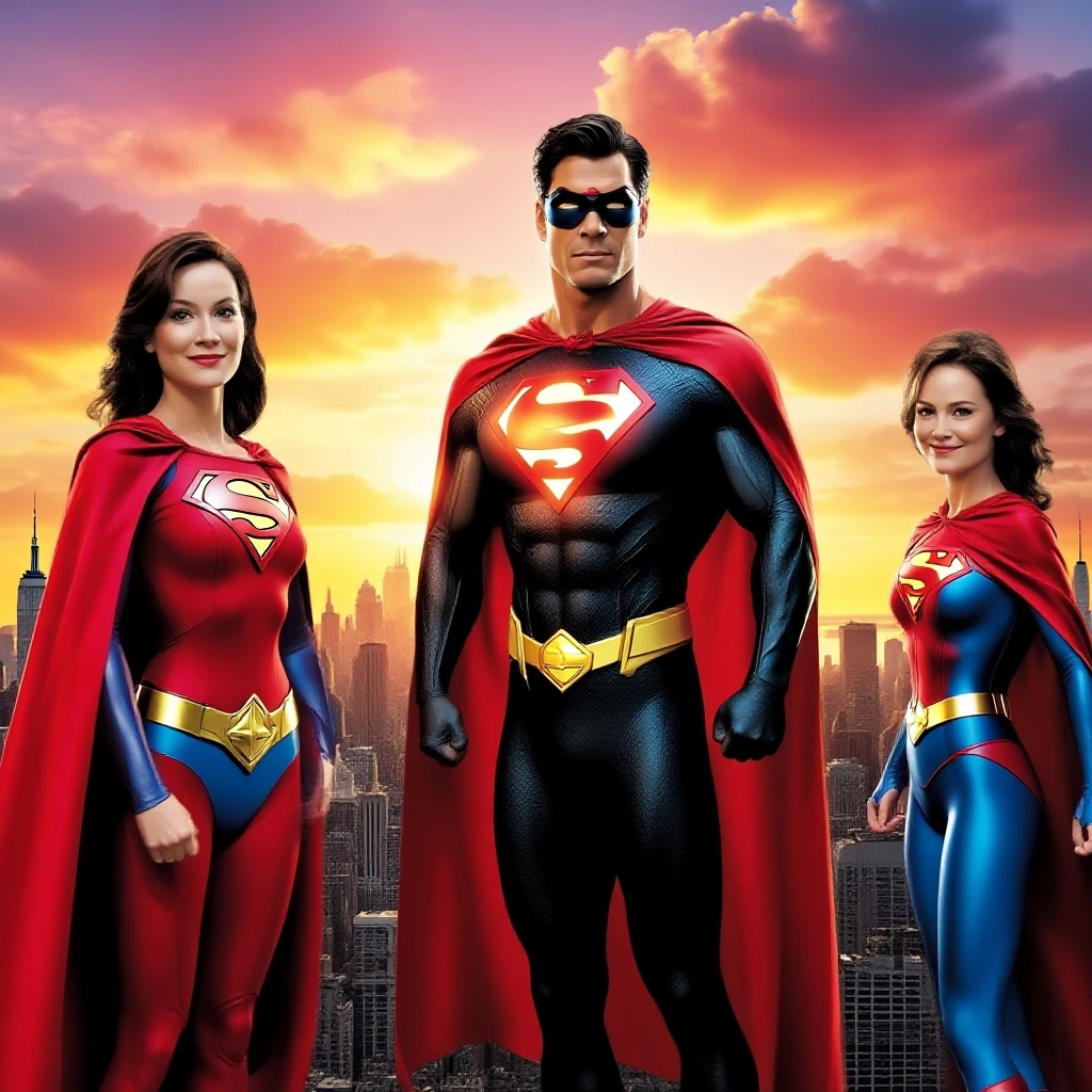 6+girls, superhero, realistic, movie poster, 1 boy
