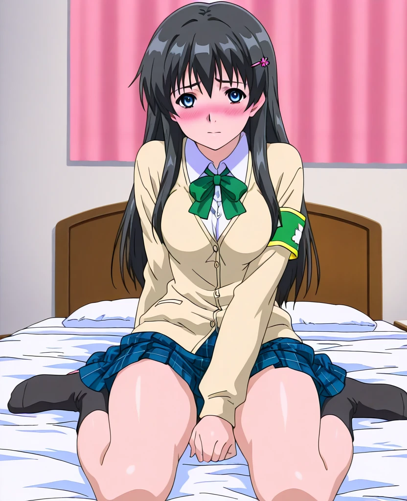 (best quality,High resolution,masutepiece:1.2),Super detailed,(Reality,Photorealsiticです,Photorealsitic:1.37),game cg,(((nsfw ,vaginal,sex)))、1 shota in,1girl in, 16yo girl, Blue hair, sweat 、ahegao ,spread pussy 、aroused、(half up:1.1), (small tits:1.3), (Pink Uniform、Green skirt)、Hotel、spread pussy