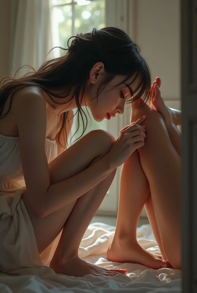 8K, Imagem RAW, gothic young woman, Asian, close up, realisic skin, realistic hair, realistic hands, realistic legs, realistic feet, lifelike face, photoshotrrealista, cinematic, whole body, new, Unclothed, photoshot,