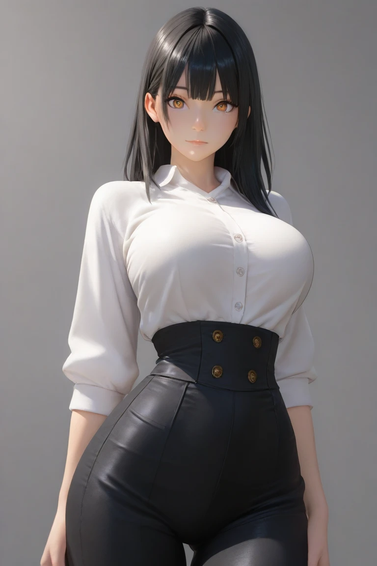 arafed woman in a skirt posing for a picture, hyperrealistic full figure, clothed in white shirt, photorealistic perfect body, wearing a blouse, open v chest clothes, 165 cm tall, smooth white tight clothes suit, upper torso included, 155 cm tall, wearing in shirt, hyperrealistic schoolgirl, close body shot