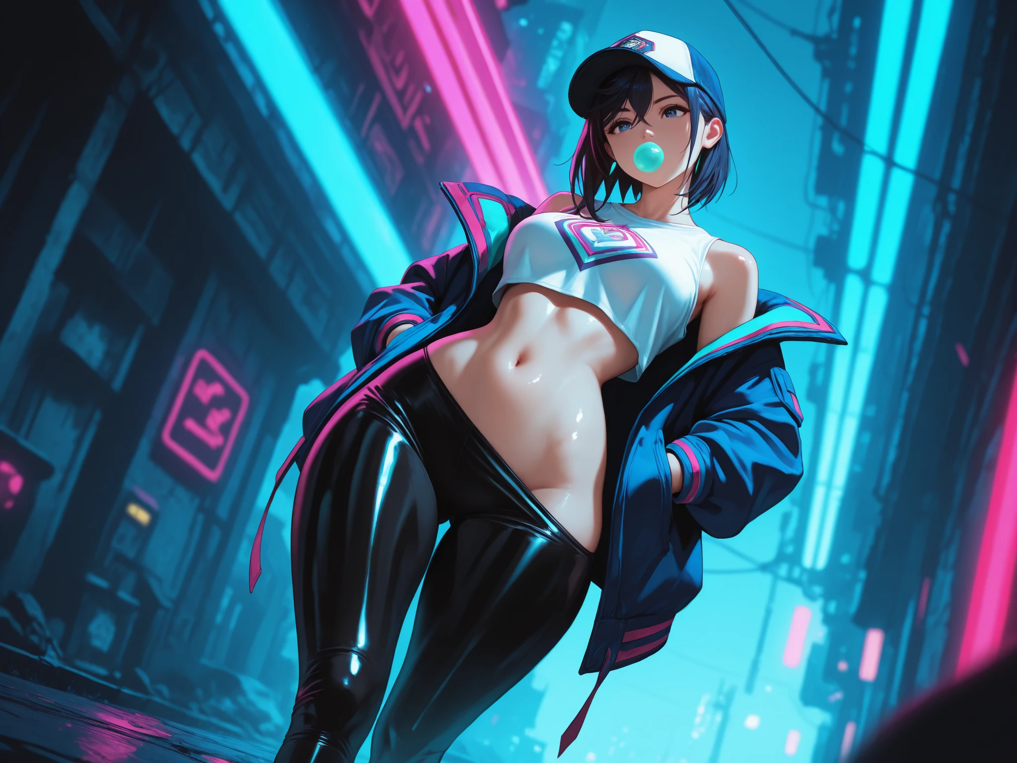 (Best quality, 8K, Masterpiece: 1.3, 1girl, Beautiful girl), cute, Dynamism, Detailed face, Detailed skin, detailed clothes, Detailed eyes, Detailed lips, Detailed tongue, Detailed fingers, Detailed mouth, Photorealistic, Raw photo, highres, Natural lighting, dynamic pose, perfect ???????, toned legs, double eyelids, tear bags, round eyes, moist lips, sweaty, stylish girl, fashion, baseball cap, choker, ((ear piercing, piercing, ?????? piercing)), black t-shirt, baggy cargo pants, gravure, rainy streets, from an angle, looking at viewer, wet clothes, toned abdomen, ???? ????, ecstatic face, grey hair, (shape of ??????), ????????????, from below, ??????, spreading legs, drooling