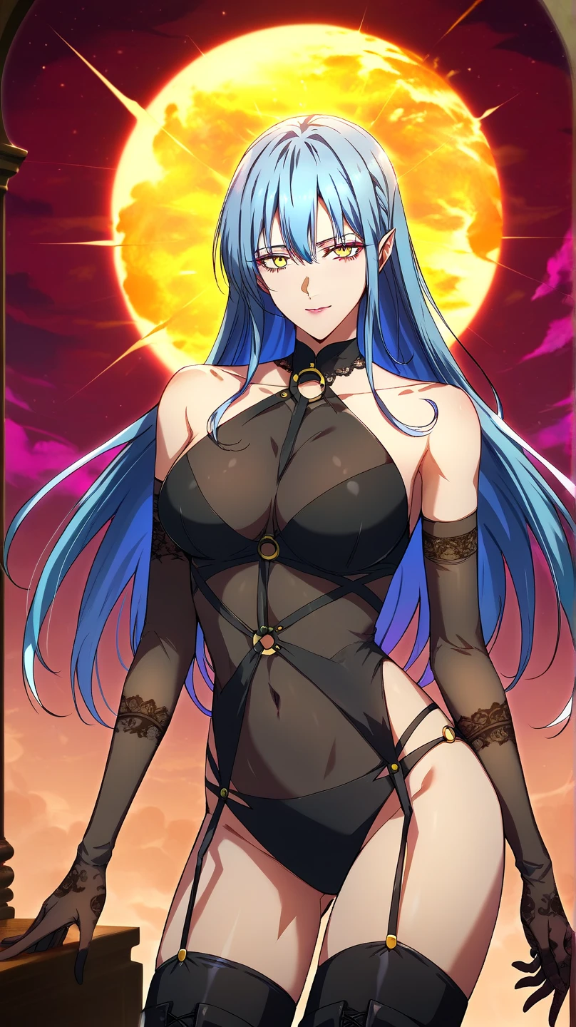 ((masterpiece, best quality:1.2), 1girl, solo, long hair, blonde hair, white background, breasts, yellow eyes, simple background, bikini, looking at viewer,<lora:lcm-lora-sdv1-5 :1>, <lora:Noblesse:1.5>