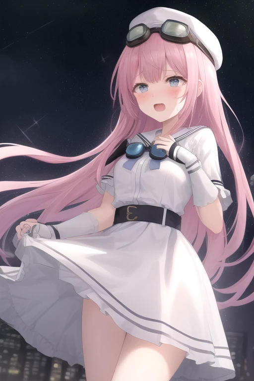 In 8K、highest quality、masterpiece、Super detailed、Ultra-high resolution、Anime Style、1. high school girl、強Wind、、((Holding the flipping skirt with your hand))、(impatient)White cotton panties:1.5), (Wind:1.25), (highest quality:1.0), (masterpiece:1.0), (Ultra-fine illustrations:1.0), Navy Blue Skirt、Lined、