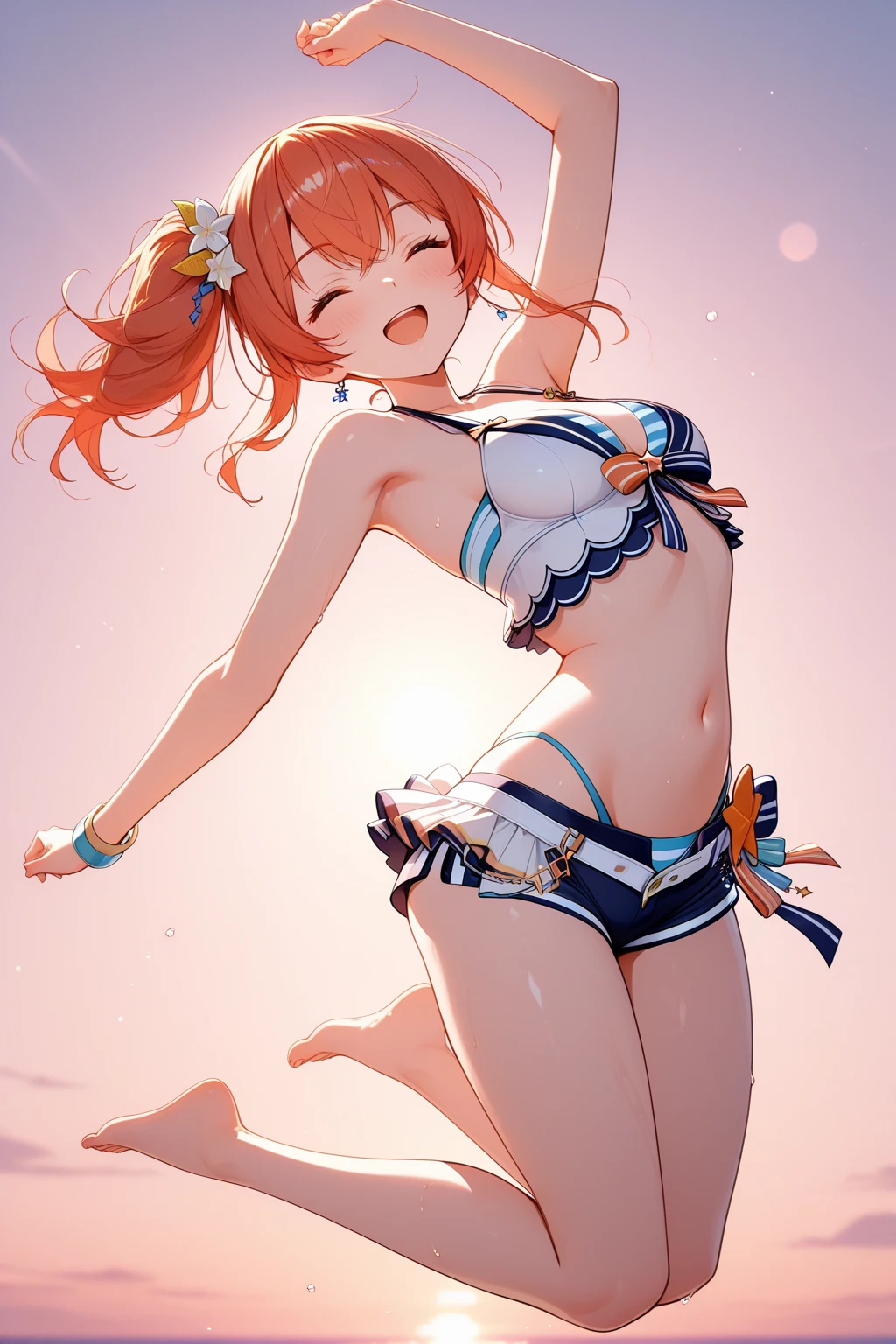 one girl、random facial expressions、random hairstyle、bikini、dynamic angle、don't look at the audience、Simple white background