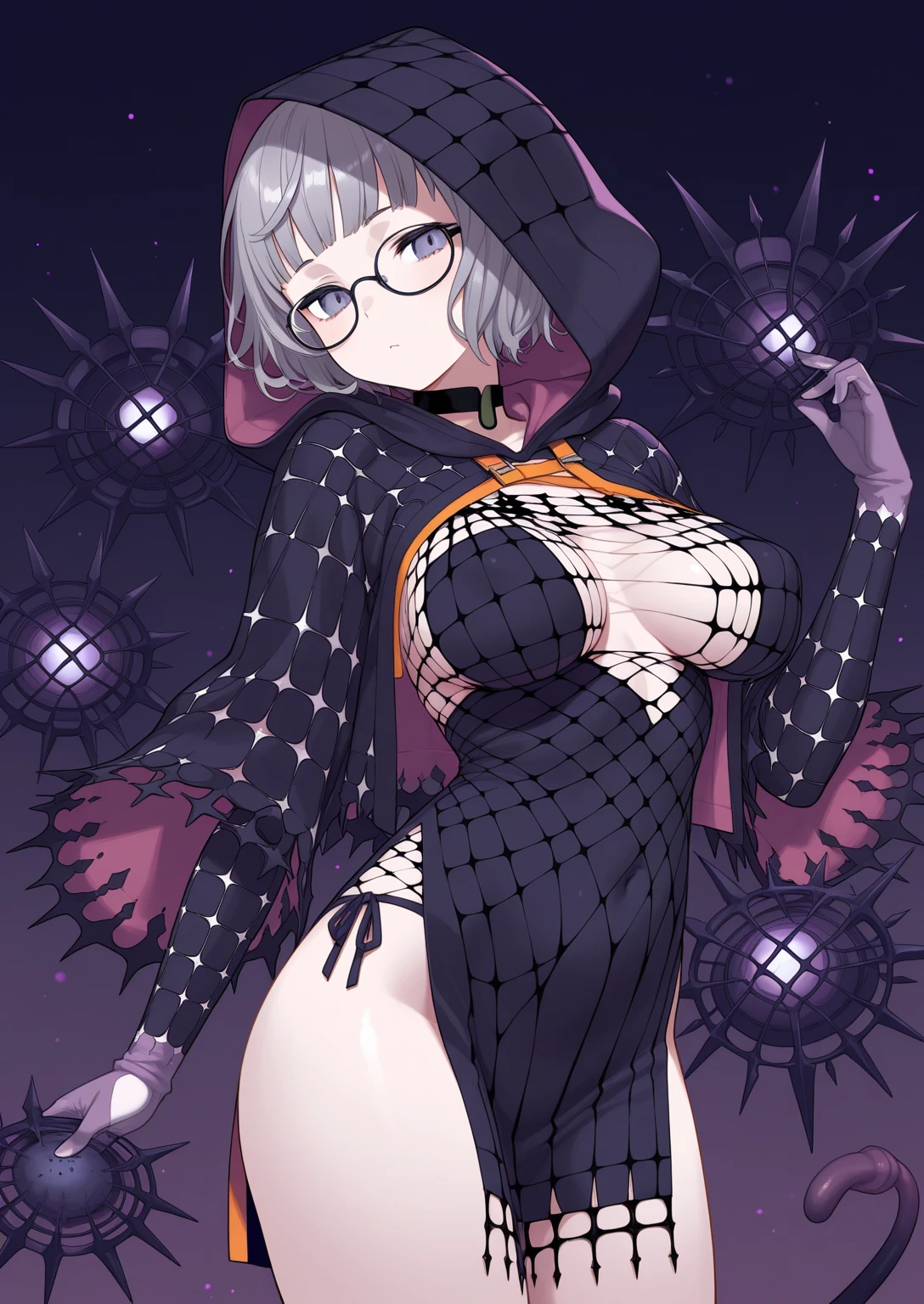 Cage Dress、Underboob、Glasses in one eye