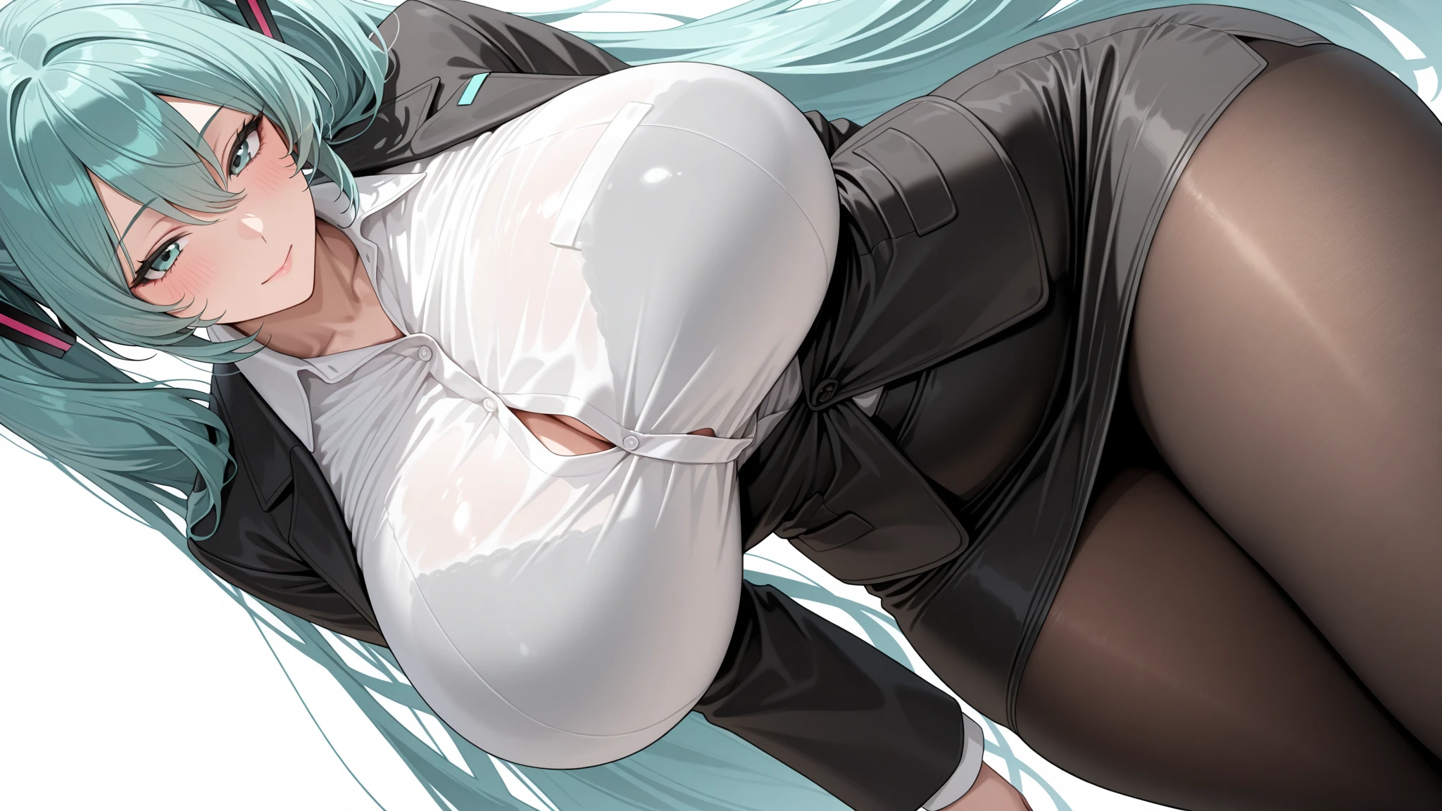 Masterpice, best quality, 8K, photo realistic, star ocean 3, star ocean: till the end of time, (((beautiful Maria Traydor, beautiful eyes, gorgeous face, ((Maria Traydor‘s outfit)), (black pantyhose), (Maria Traydor‘s hair), blue hair, round and big eyes, green eyes, (white jacket), (black shirt), (black skirt), black boots, (armor), black long fingerless gloves, no undressing))), full body, (she has ultra huge breasts:1.7), she has beautiful small nipples, underboob, she has big ass and seductive thighs, muscular, (baby face:1.2), (heart face:1.2), break, 
(nsfw:1.5), (1boy and 1girl, hetero, having sex, creampie, clothing aside, his massive penis, penetration:1.7), (open her legs:1.5), (slut:1.2), (tear:1.6), (sweat:1.4), (cry:1.7), (orgasm face:1.2), (surprise:1.2), (tongue out:1.5), obedience, sex slave, break, (missionary position, bird’s eye view, the boy on top, the girl is lying on her back on the bed, show off her vagina, show off his penis:1.5),
