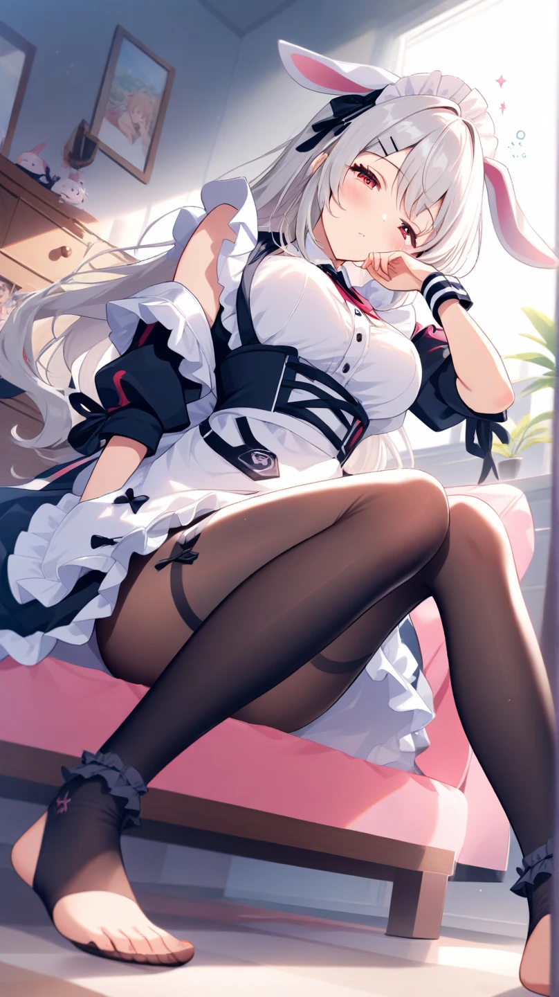 vaggie, (((an x in the eye))) ((gray skin))((corps entier 5.5, plan large 2.5)), from behind、from behind、on all fours,(masterpiece, best quality:1.4), absurdres, highres, ultra detailed, beautiful,  (secretary), (perfect face, detailed face, beautiful:1.3),(natural breasts, cleavage), collarbone, fingerless gloves, gloves,spaghetti strap top, black pencil skirt, tight, over the knee skirt, hat, elegant secretary outfit, thighhighs, thick thighs, thighs, multiple belts, More detailed 8K.motor irreal:1.4,UHD,La mejor calidad:1.4, fotorrealista:1.4, textura de la piel:1.4, obra maestra:1.8,obra-prima, mejor calidad,objeto Objeto], (detailed face features:1.3),(manos detailed)