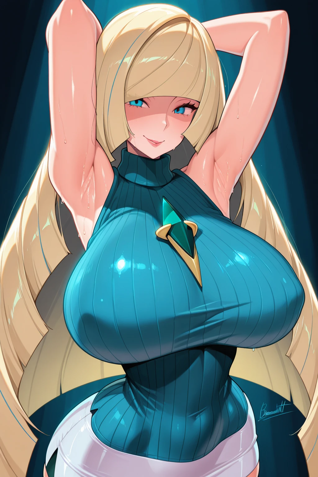 Create a beautiful girl with big breasts, green eyes and light blonde hair wearing a tight-fitting jumpsuit with white and red stripes and an Autobots-style dragon symbol. (obra-prima: 1.2, melhor qualidade), (olhos bonitos finamente detalhados: 1.2), uma menina com um rabo de cavalo