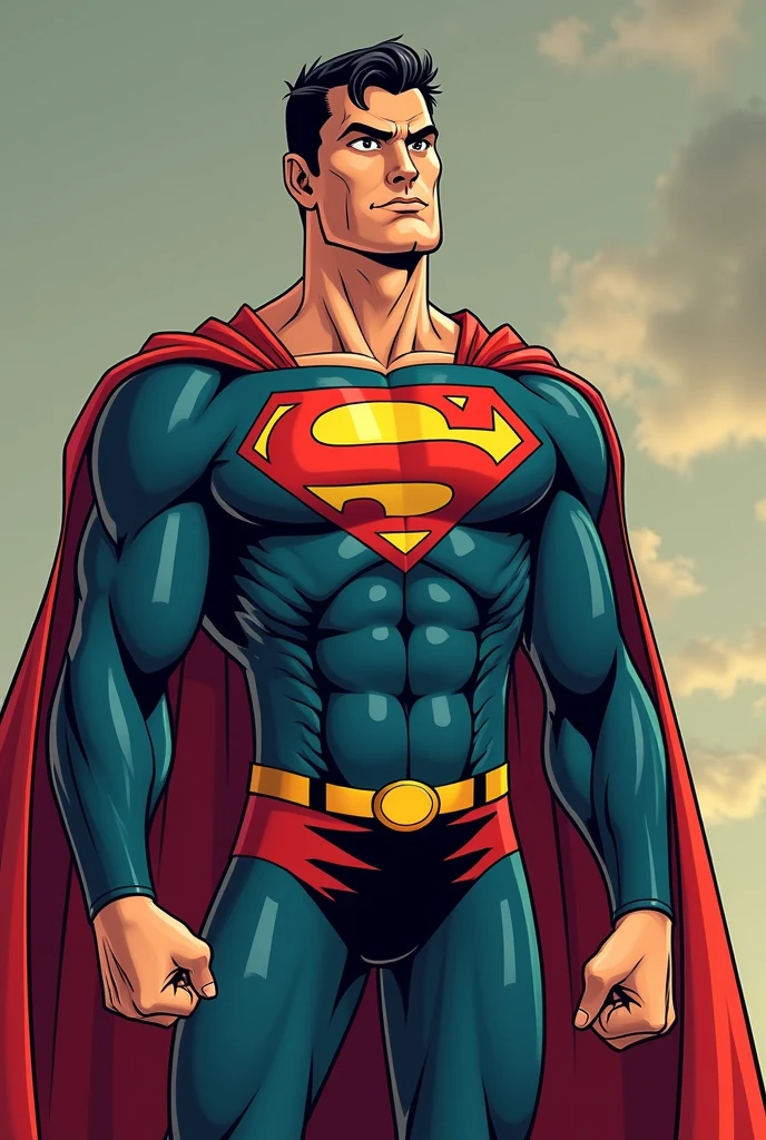 In a comics style, superman with the flag of romania on his suit