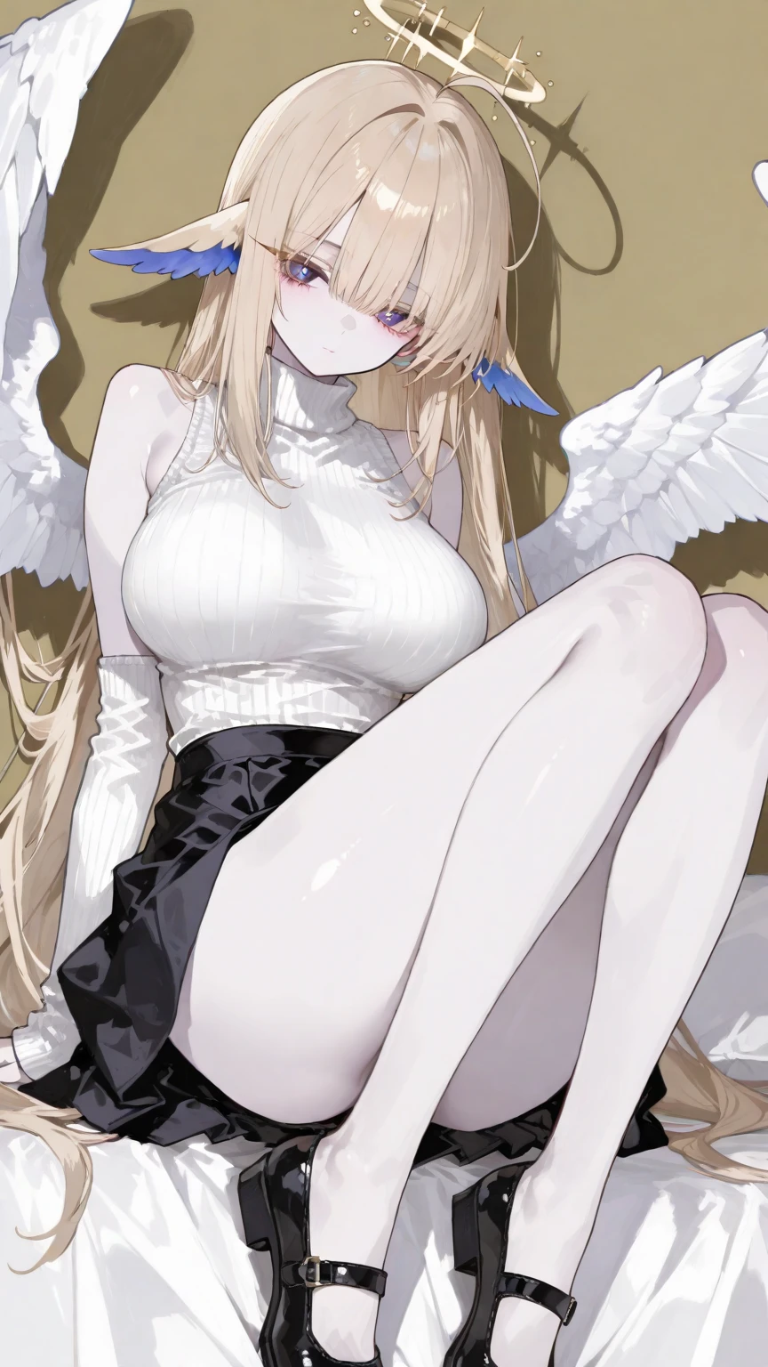 (Masterpiece: 1.4), (Best quality: 1.4), 8K, HD, ultra clear,1girl,(big breasts:1.4),blond hair,(Heart-shaped pupil:1.3),(Tongue out:1.2),scared:1.3,(cry:1.3),princess,Bare abdomen,White lace underwear,Skirt,(Looking up),night,bedroom,necklace,Messy clothes,long hair, angel wings