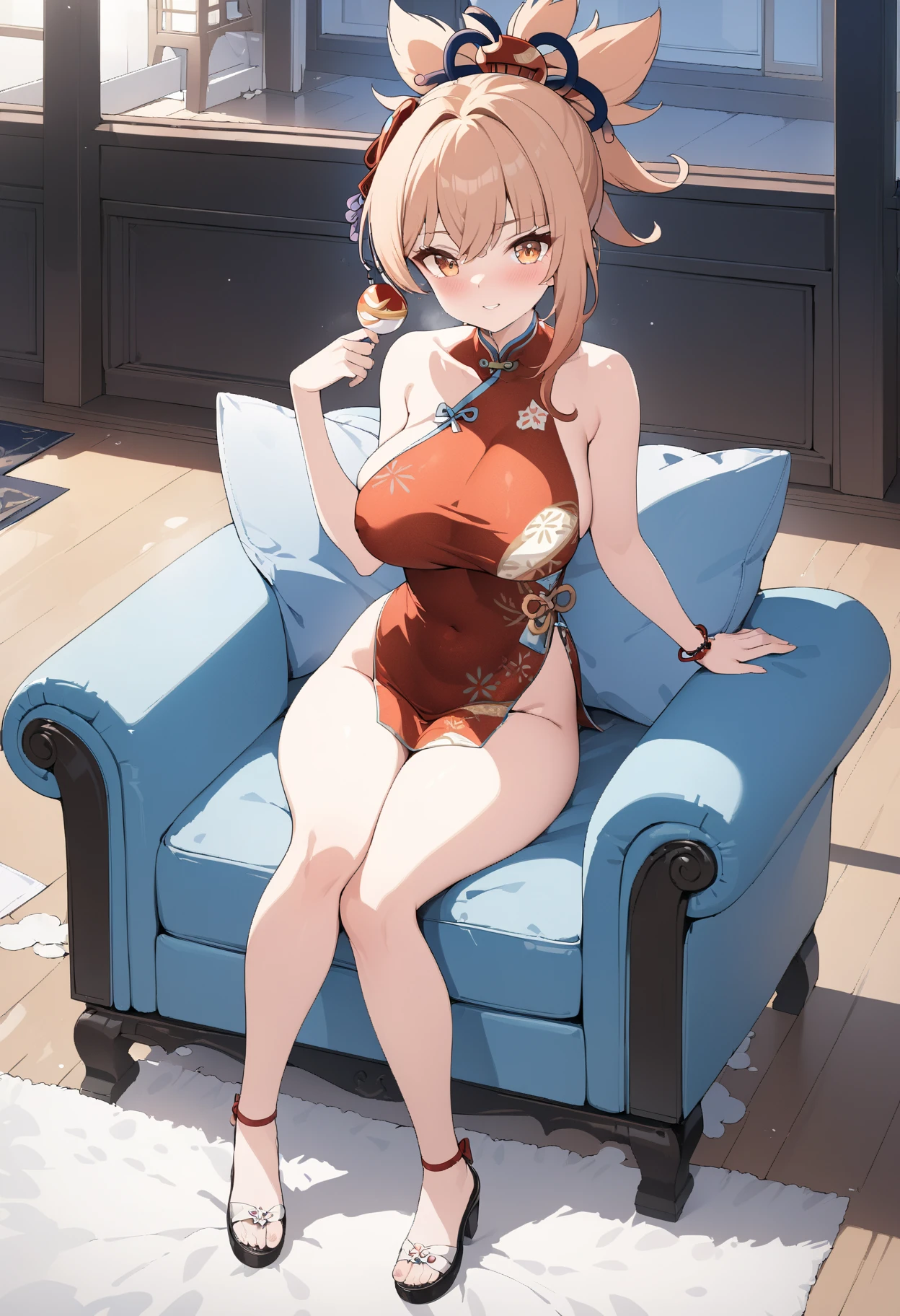 masterpiece, best quality,alone,(()),((blush)), ((tears)), ((Shy)),((gag)),((High heel)),((cheongsam)), ((((whole body)))),((arms_behind_Back)),((legs together)), ((Bondage)),((chaili)),cell