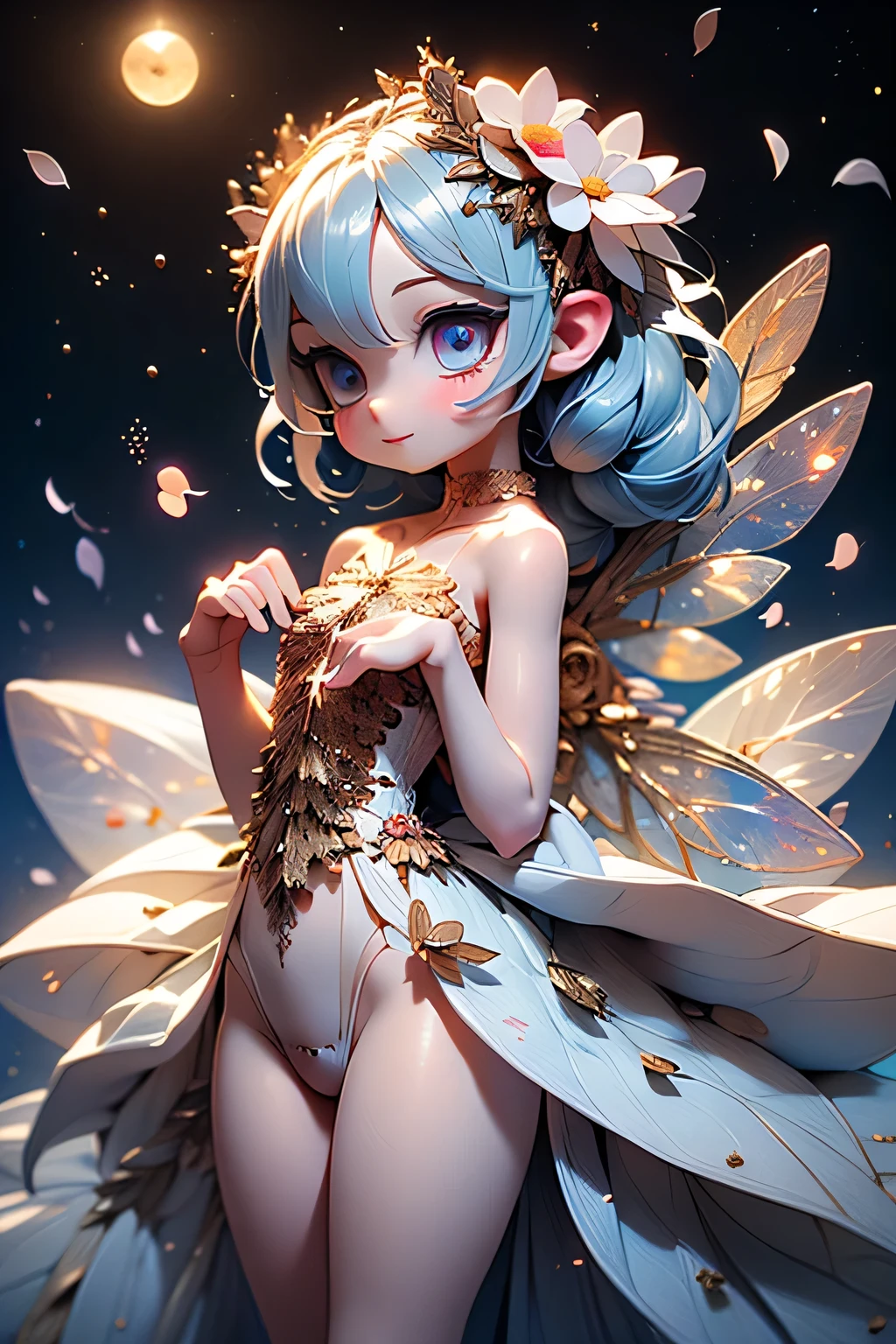 (Best quality, 8k, 32k, Masterpiece, UHD:1.2), (realistic:1.5), (masterpiece, Extremely detailed CG unity 8k wallpaper, best quality, highres:1.2), (ultra detailed, UHD:1.2), (cowboy shot:1.3), BREAK, 1flower fairy, (wearing a fairy costume:1.3, green costume), bright expression, shiny white shiny skin, Best Looks, ultimate beauty girl, BREAK, (Platinum blonde hair with dazzling highlights, pony-tail hair style:1.3, shiny light hair, silky straight hair, Beautiful bangs that shine), BREAK, Glowing crystal clear attractive blue eyes, Very beautiful nice cute, Lush bust, at flower garden, earth art, land art, natural materials, site-specific installations, environmental concerns, organic forms, immersive experiences, Masterpiece, best quality, captures a super cute moment, depth of field, ultra detailed, ultra high resolution, C4D, Octadale, 3D modeling, 8k, 16k.,high_school_girl