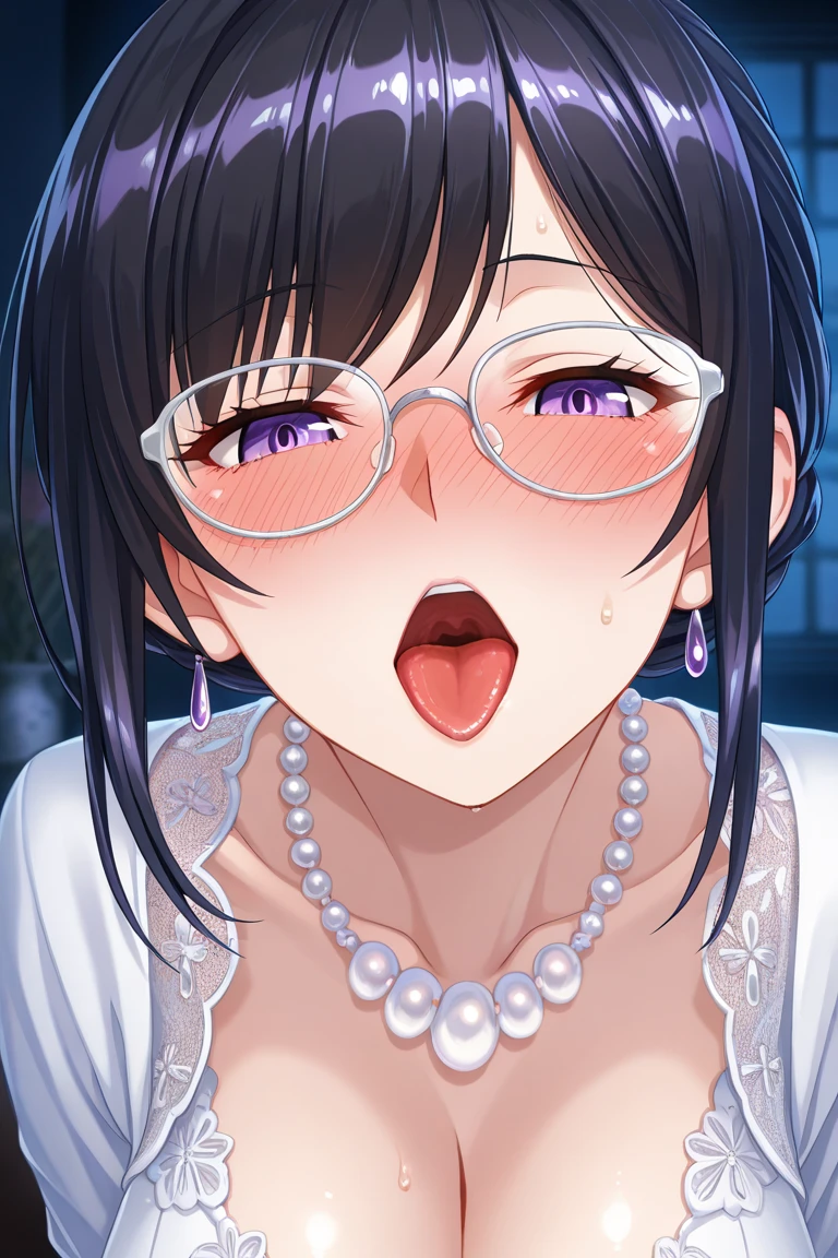 (Upper body close-up:1.5)、(Very large breasts,Cleavage:1.7),Anna Yamada,gigantic breasts,smile、(naked:1.7)、(Are standing)、(window)、blue sky、building、(Wearing a collar:1.5)、Earrings、Earrings、bracelet,(Delicate facial features:1.5)、(masterpiece, Highest quality, High resolution, Super detailed, 8K, 4K),(Put your hands behind your head:1.5),ponytail,(Beautiful Face:1.5),navel piercing,(nsfw:1.3 )、Show off your armpits,Spread Armpit、Absurd、Highest quality, (Volupture:1.5)、looks happy、Wearing glasses,(Sticking out tongue:1.5)