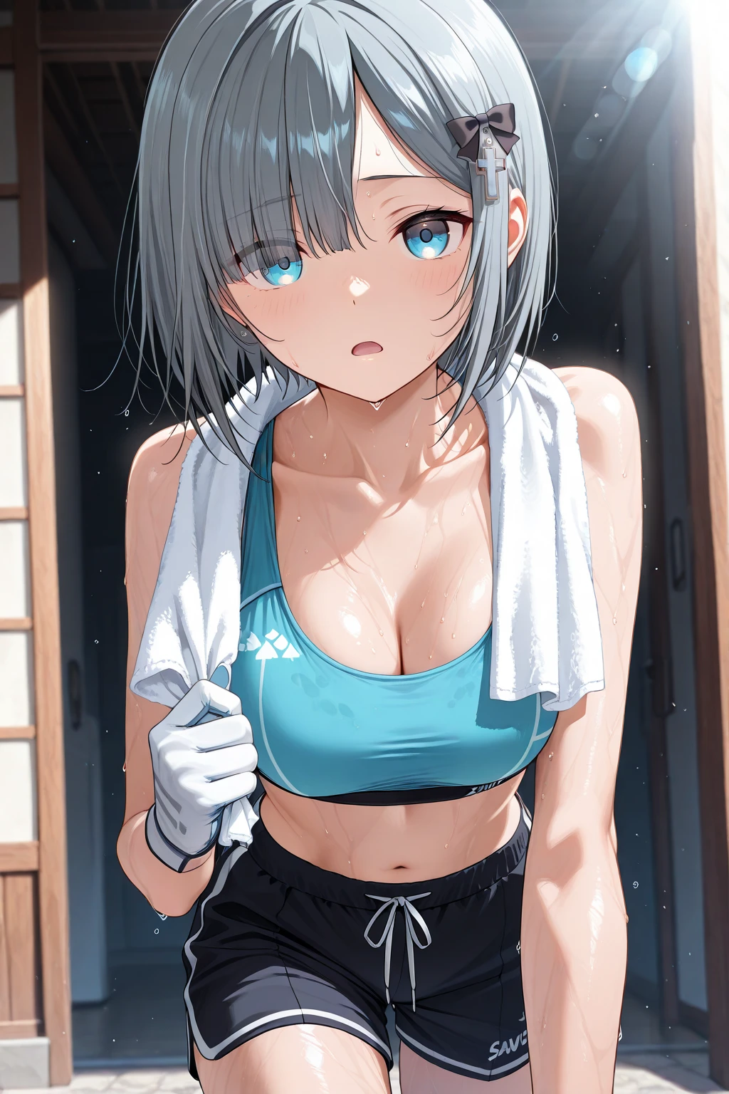 masterpiece, best quality,anime style, 1 girl,(((slender body))), (((small eyes,small breast))),(((Jacket, Open your clothes, Open jacket, Blue jacket, Sports Bra,buruma))),(((((a gorilla man grabbing the girl))))),((((cum)))), (beautiful face), (((short twintail))), (((straight hair))), ((((silver hair)))),detailed beautiful skin, (perfect hands, perfect anatomy)