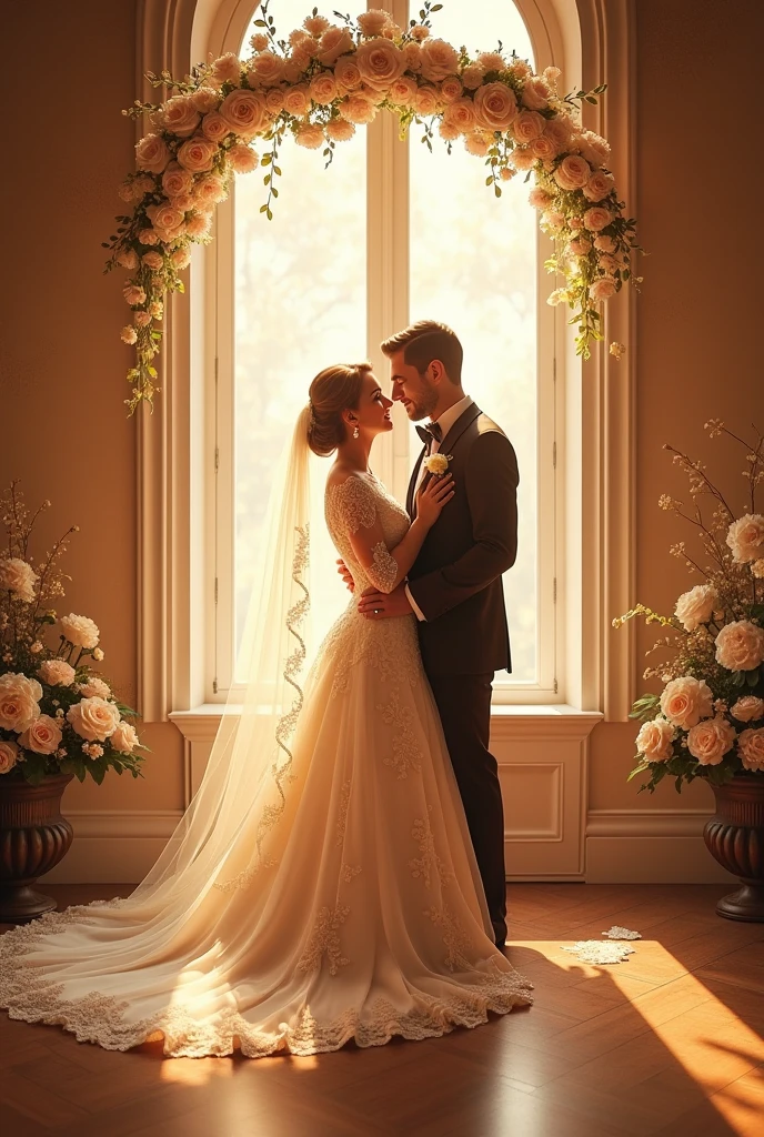 ((1 man and 1 little girl)),suit,handsome,the little girl is very short,standing in the room,smiling,looking at each other,tall figure,masterpiece,wide angle,romance,kiss,sexual relationship,