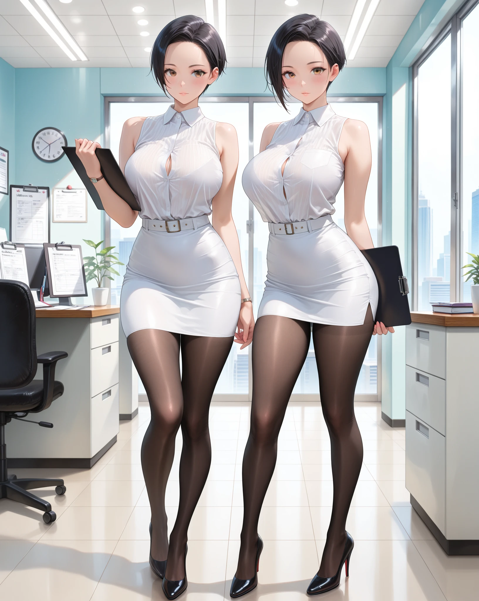 best qualtiy,Full body like,Cinema lenses,Refined face,pretty face,20yo woman,ssmile,slimfigure,medium chest circumference,Office president white petticoat,Delicate and gorgeous cream white blazer,Office wear,Beth,interior scenes,office room,Open the collar,Expose cleavage,Raised sexy,nipple bump,tit,vacuum,耳Nipple Ring,choker necklace,Stretch meat,choker necklace,耳Nipple Ring,Beautiful and meticulous office,Gorgeous light,misty background,
