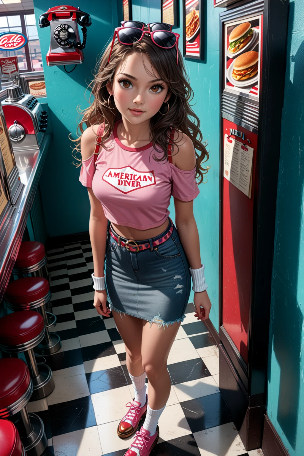 1980s、animesque、girl with、trending on artstationh、Rachel Walker、
