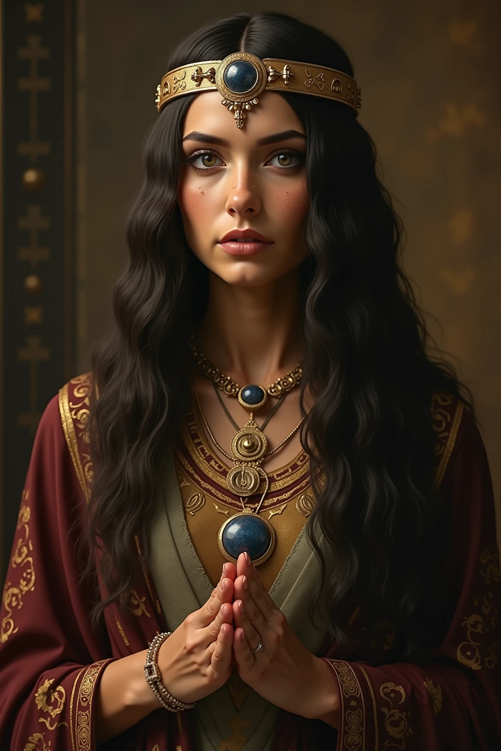 Create the image of an extremely beautiful, sensual, sexy woman, the most beautiful woman in the world, holding tarot cards in the background, a large exoteric mandala, dramatic lighting of the American Indians;, digital art trending on Artstation 8k HD high definition detailed realistic, circunstanciado, textura da pele, hiper detalhado, textura de pele realista, armadura, melhor qualidade, ultra high-resolution, (fotorrealista:1.4), high resolution, circunstanciado, Foto RAW, sharp re, by Lee Jeffries Nikon D850 film Stock Photography 4 Kodak Portra 400 camera F1.6 lens rich colors hyper realistic lifelike texture dramatic lighting unrealengine trending on artstation cinestill 800,