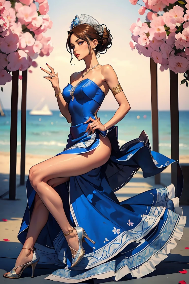 a woman in a blue dress holding an umbrella, loba andrade from apex legends, anime woman fullbody art, ”beautiful anime woman, cgsociety 9, smooth anime cg art, artgerm ; 3d unreal engine, female anime character, beautiful anime woman, realistic anime 3 d style, anime woman, anime character; full body art