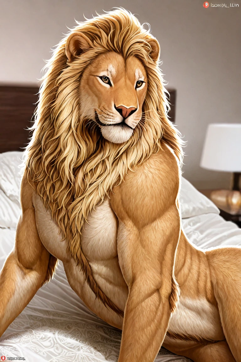 a massive male lion, long flowing blond mane, extremely detailed and realistic eyes, very obese body with very fat belly, transparent long fur, tight jockstrap, Jacuzzi and sauna, best quality, 8k, highres, masterpiece, ultra-detailed, photorealistic, HDR, UHD, studio lighting, ultra-fine painting, sharp focus, physically-based rendering, extreme detail description, professional, vivid colors, bokeh, cinematic, extremely detailed eyes and face, correct anatomy, correct eyes, correct hand