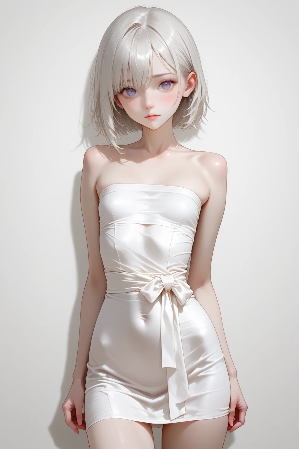 Masterpiece,Best quality,offcial art,Ultra-detailed CG unified 8K wallpaper, (hdr:1.4), (pastel colour, dim colors, soothing tones:1.3), (Natural skin texture, hyper photorealism ),(Extremely detailed), Professional lighting,Middle Ages style,only 1girl,16 yaers old, Waist length of white hair,Smart eyes,Like Irina,Gorgeous and seductive royal robes,Flowy shoulder straps,Snow-white thighs exposed,suspender stockings,Full body like,A natural gesture。
