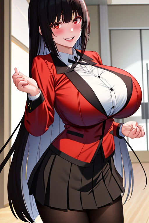 18-year-old girl,Baby Face,Red wavy long hair,Smile,Huge breasts,cleavage,Sheer red sleeveless top,Leave space in the middle to reveal cleavage,Soaked all over,Blushing,green eyes,Female spy,Red miniskirt,White gloves,White hand sleeves,White boots,Science fiction,Future,Inside the mecha combat robot warehouse,robot driver,Pistol hanging on waist,No bangs,Wearing earrings only on one side