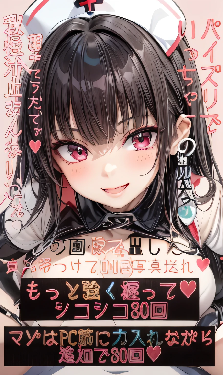 red, tongue,Gal,Earrings,red、In a completely different expression。